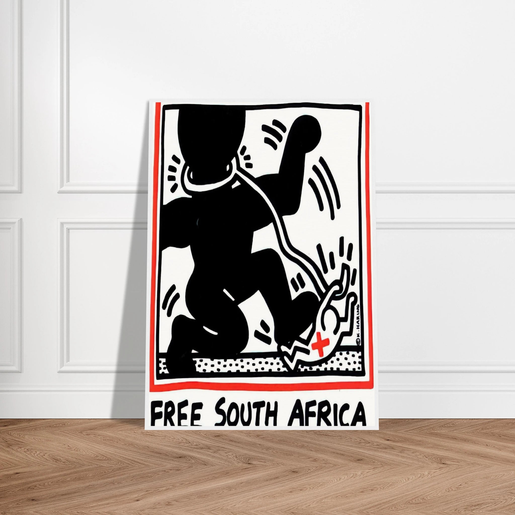 FREE SOUTH AFRICA 1985 Framed Poster | Keith Haring Framed Prints Wall Art | Keith Haring Prints