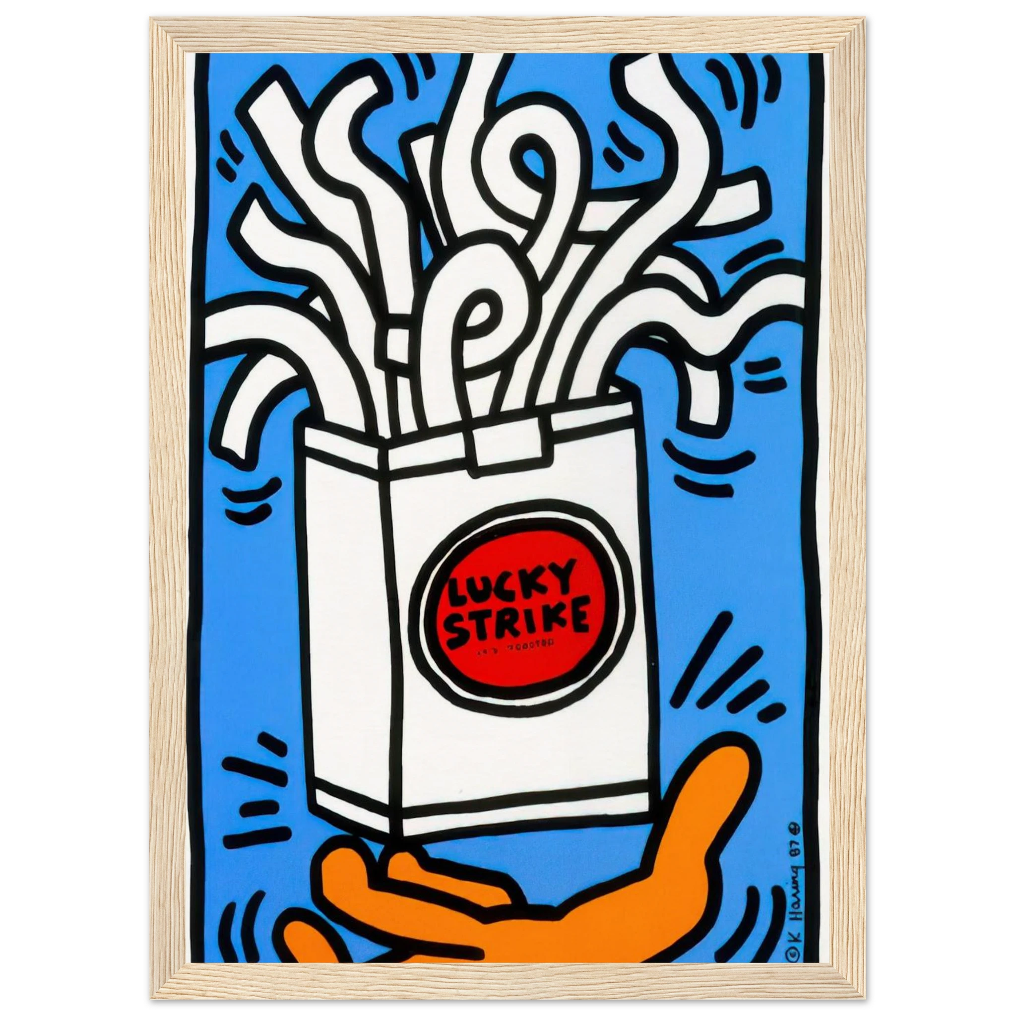 LUCKY STRIKE 1987 Framed Poster | Keith Haring Framed Prints Wall Art | Keith Haring Prints