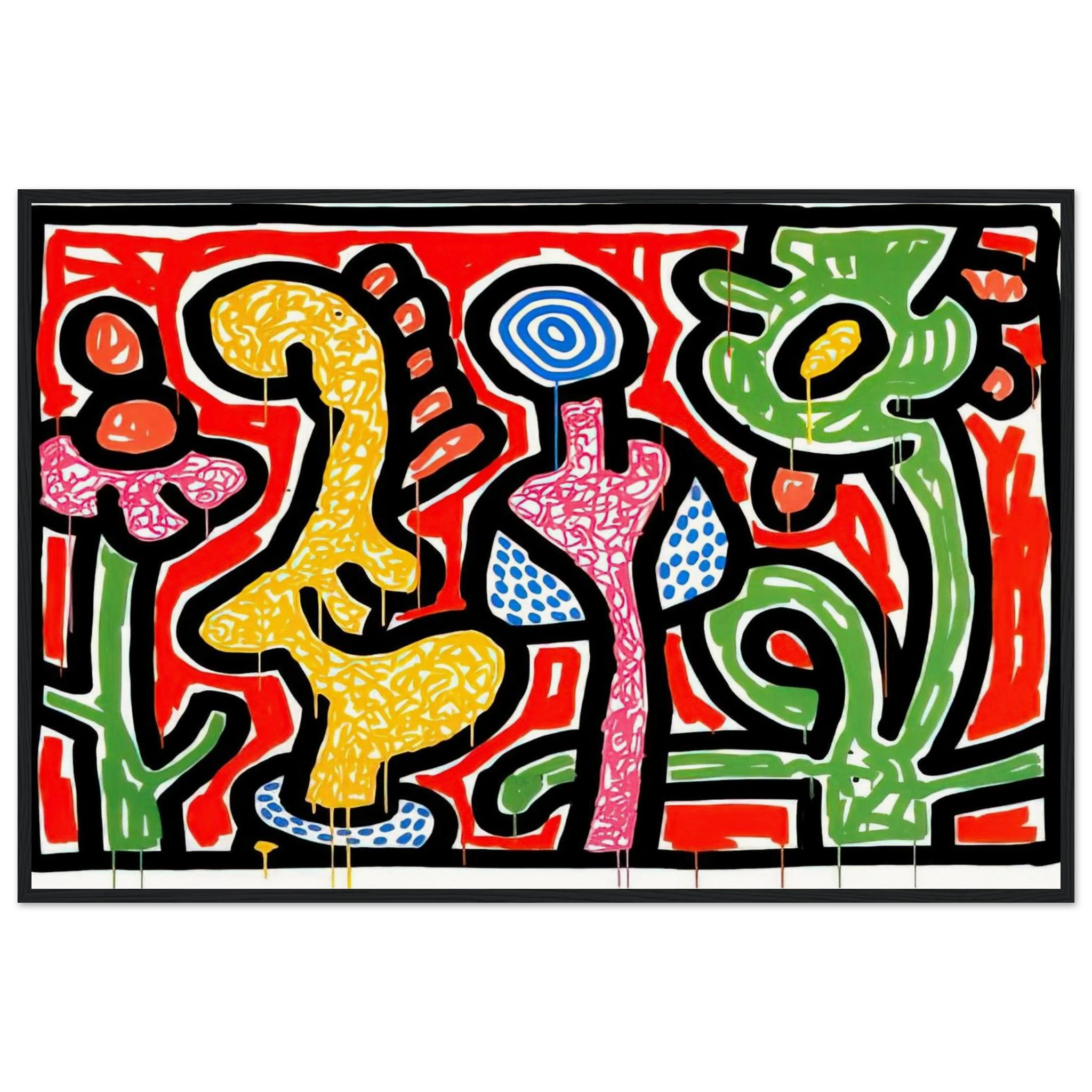 FLOWERS IV 1990 Framed Poster | Keith Haring Framed Prints Wall Art | Keith Haring Prints