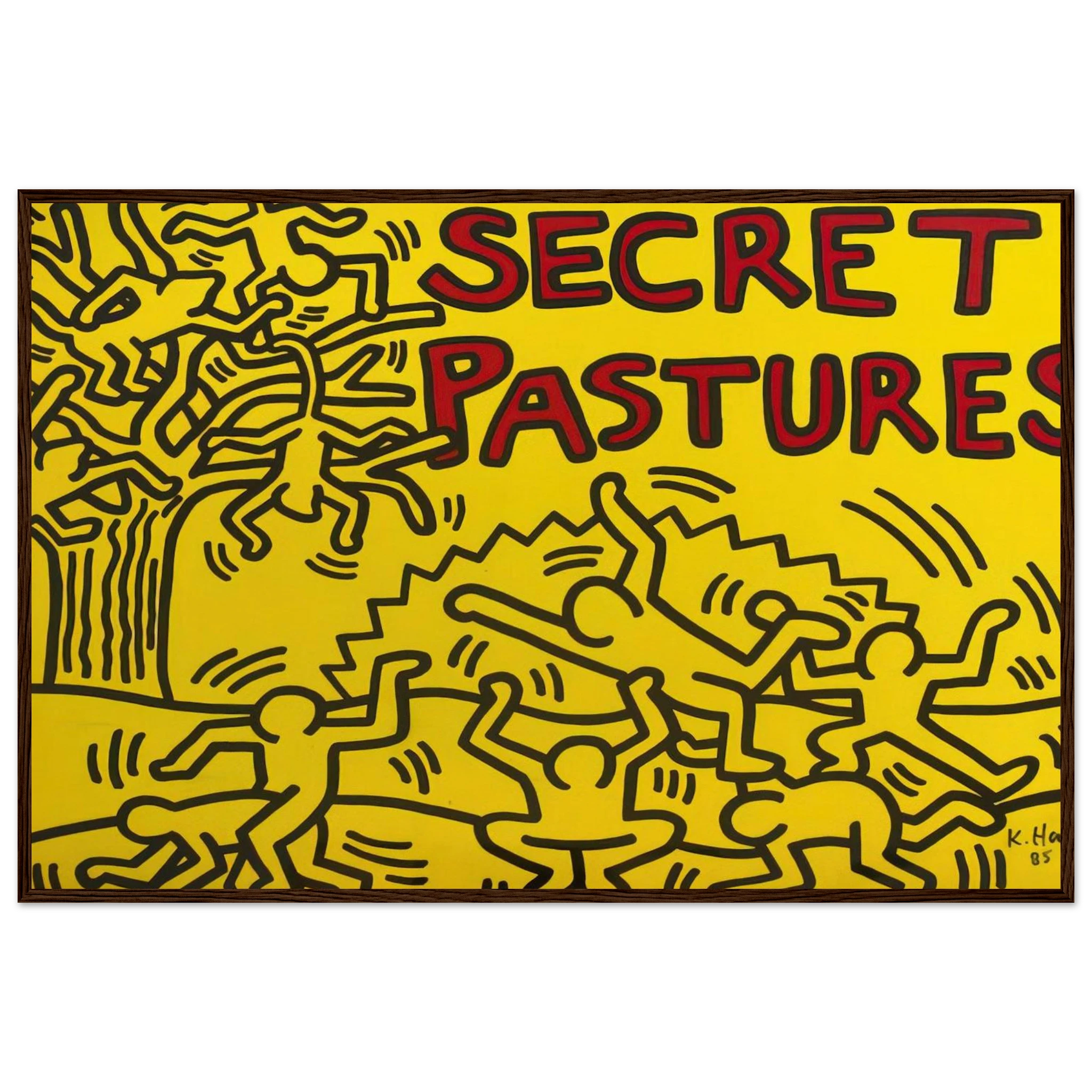 A POSTER FOR THE BILL T JONES AND ARNIE ZANE PERFORMANCE PIECE SECRET PASTURES 1984 Framed Poster | Keith Haring Framed Prints Wall Art | Keith Haring Prints