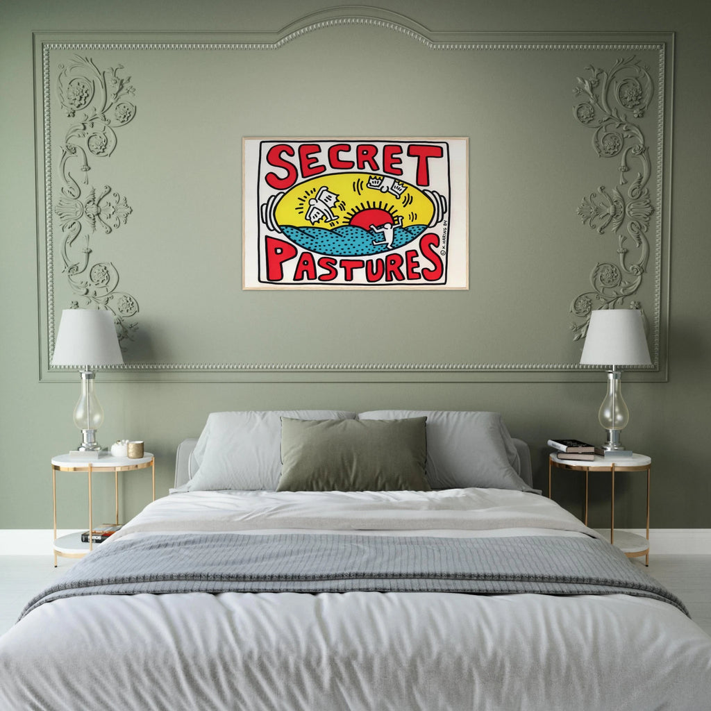 PROMOTIONAL POSTER FOR SECRET PASTURES 1984 Framed Poster | Keith Haring Framed Prints Wall Art | Keith Haring Prints