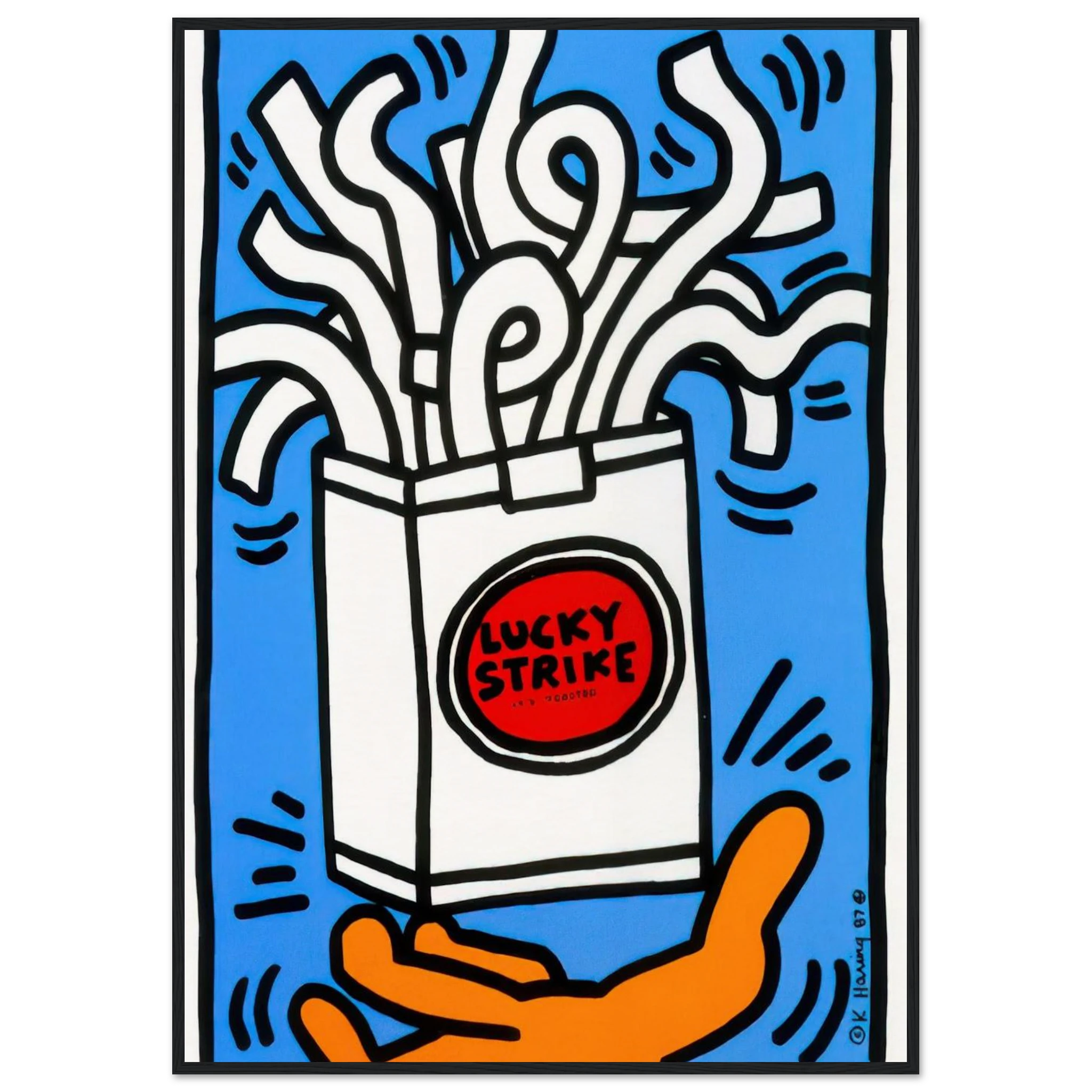 LUCKY STRIKE 1987 Framed Poster | Keith Haring Framed Prints Wall Art | Keith Haring Prints