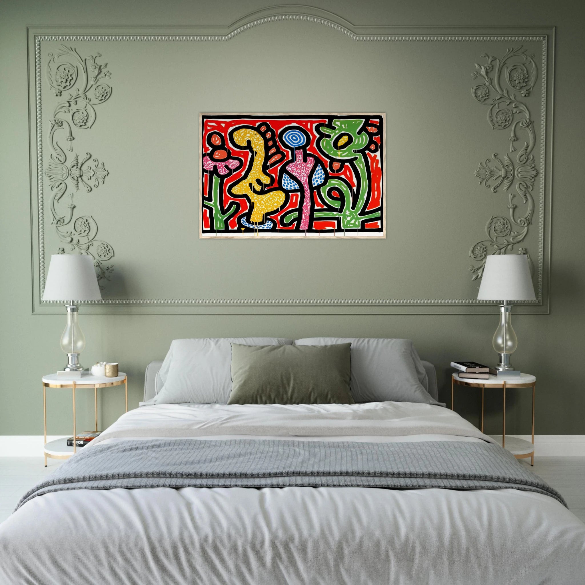 FLOWERS IV 1990 Framed Poster | Keith Haring Framed Prints Wall Art | Keith Haring Prints