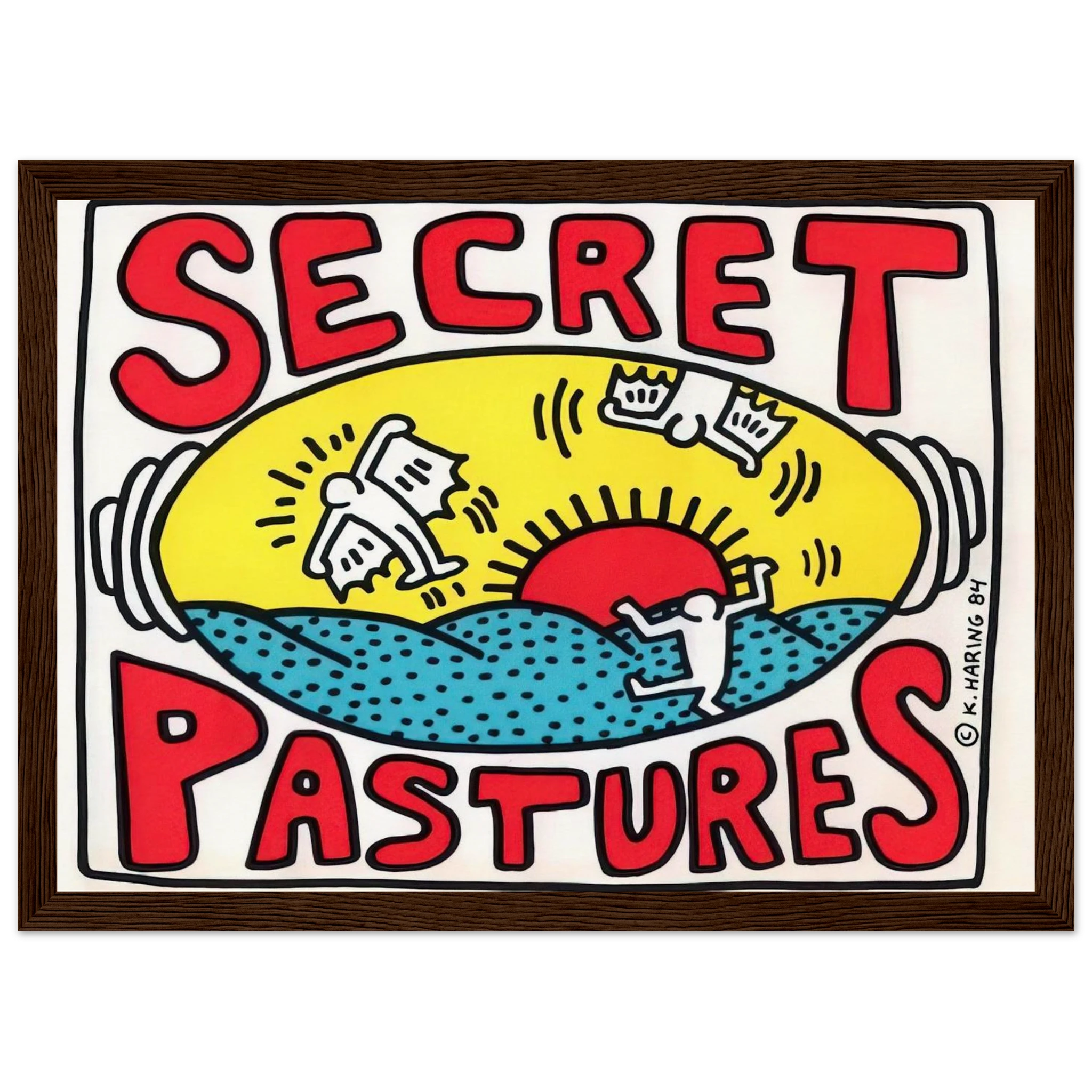 PROMOTIONAL POSTER FOR SECRET PASTURES 1984 Framed Poster | Keith Haring Framed Prints Wall Art | Keith Haring Prints