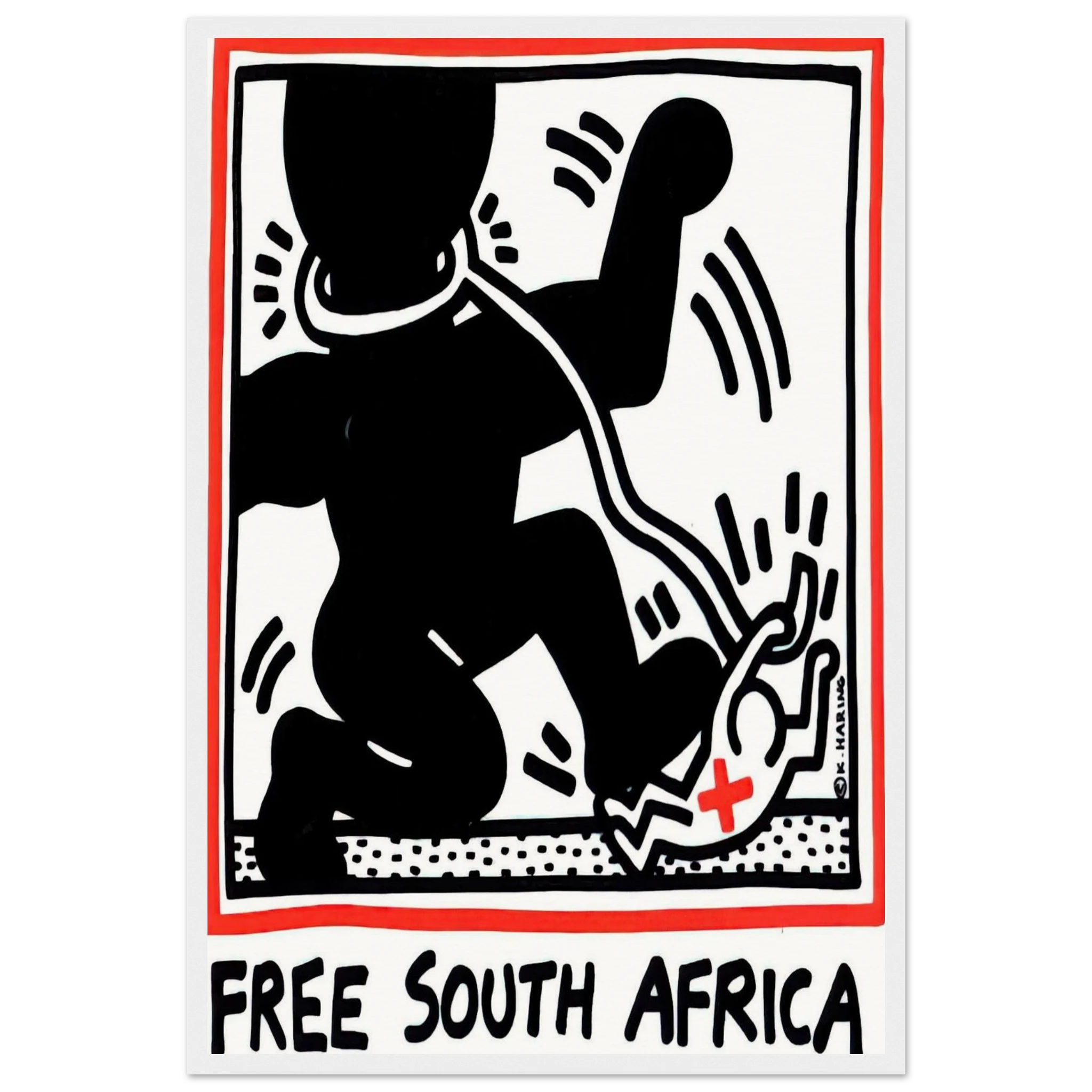 FREE SOUTH AFRICA 1985 Framed Poster | Keith Haring Framed Prints Wall Art | Keith Haring Prints