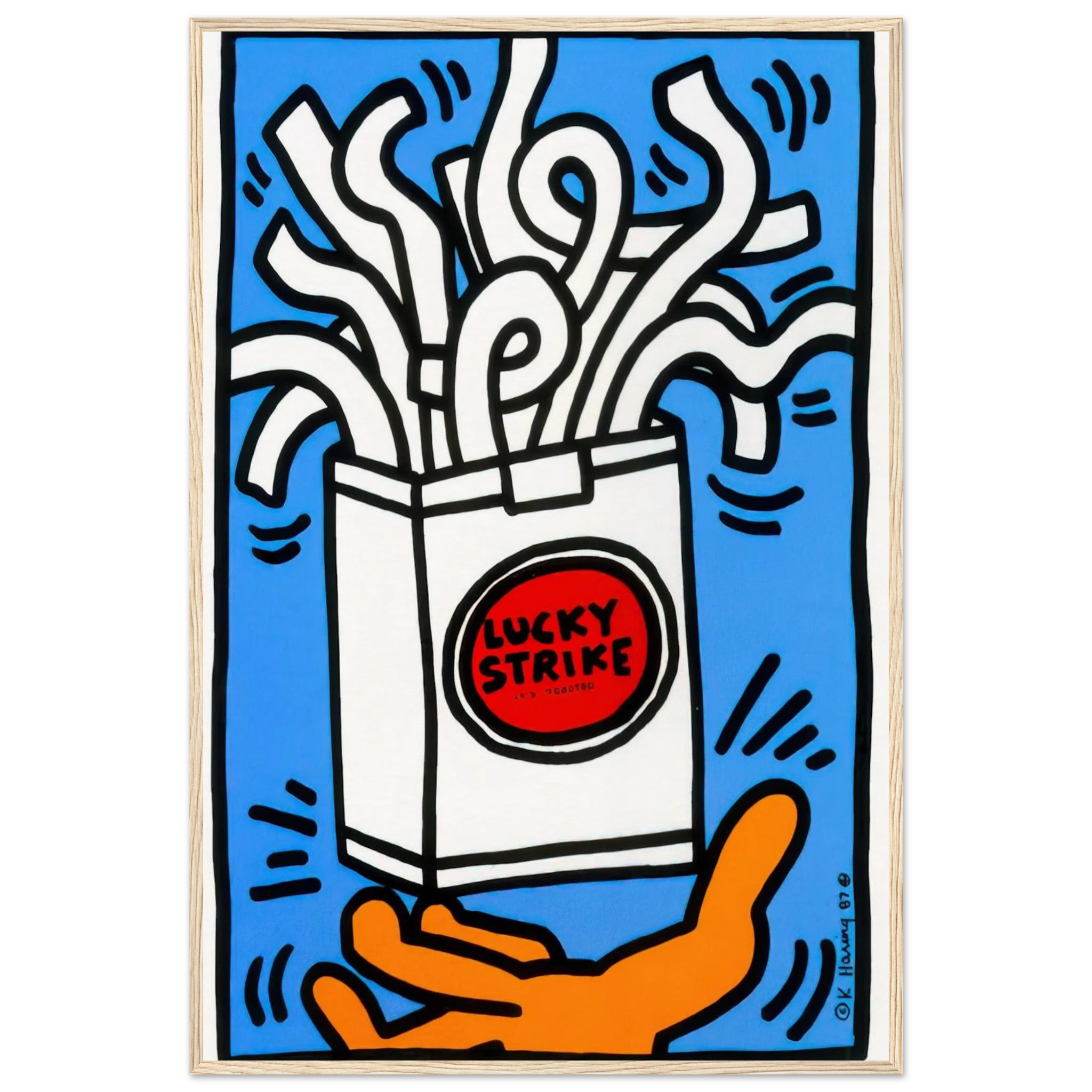 LUCKY STRIKE 1987 Framed Poster | Keith Haring Framed Prints Wall Art | Keith Haring Prints