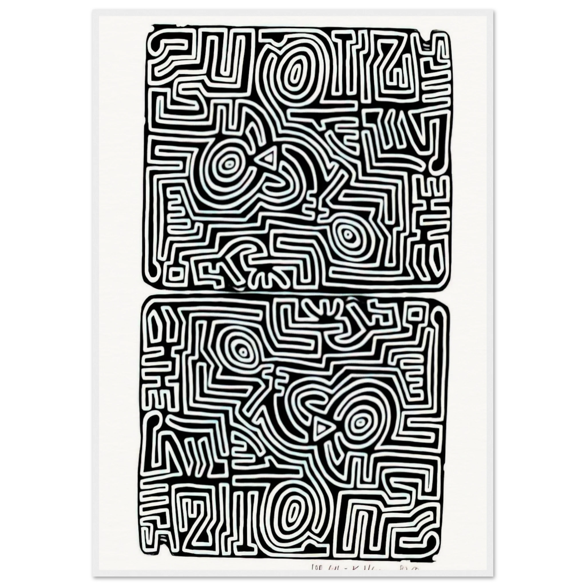 LABYRINTH 1989 Framed Poster | Keith Haring Framed Prints Wall Art | Keith Haring Prints
