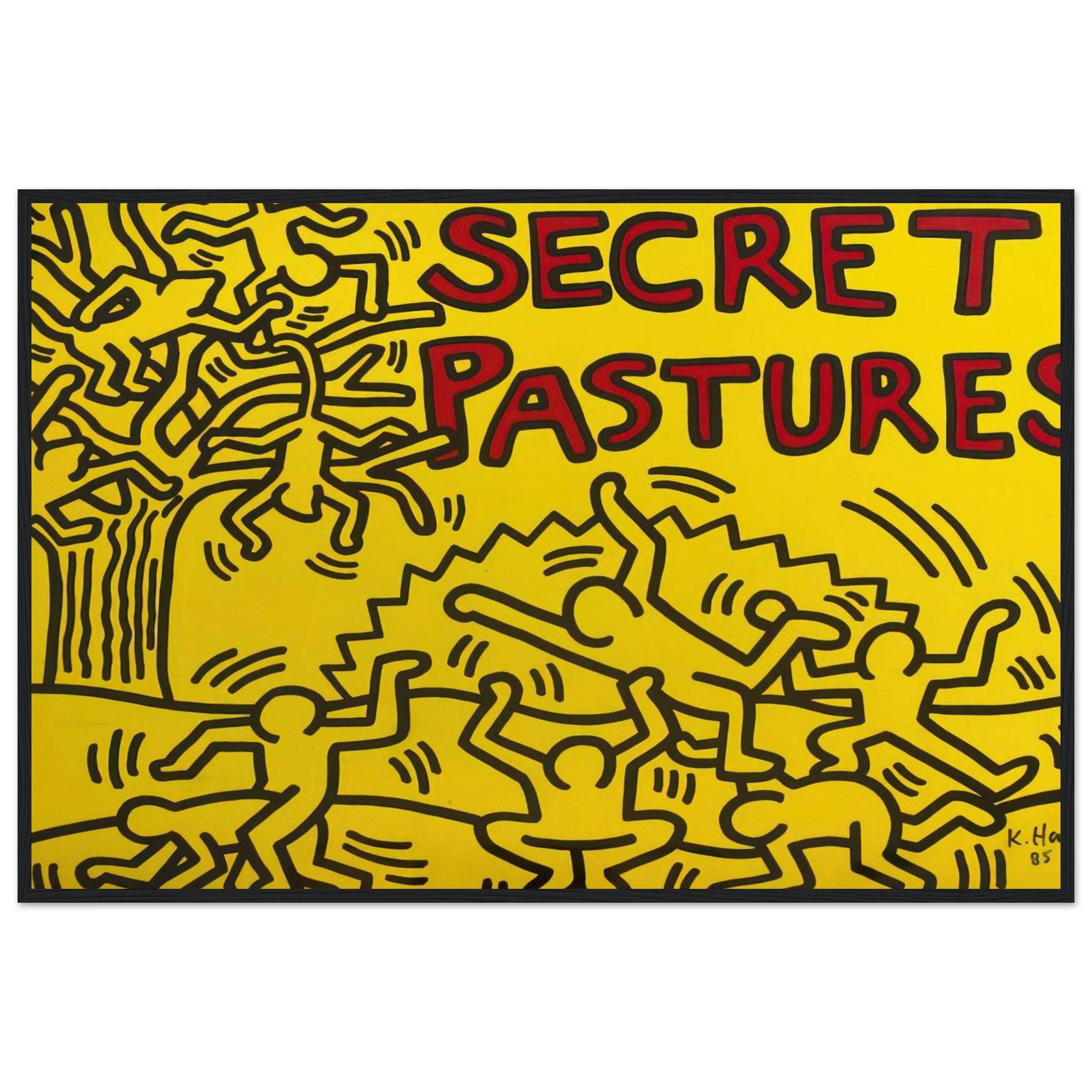 A POSTER FOR THE BILL T JONES AND ARNIE ZANE PERFORMANCE PIECE SECRET PASTURES 1984 Framed Poster | Keith Haring Framed Prints Wall Art | Keith Haring Prints
