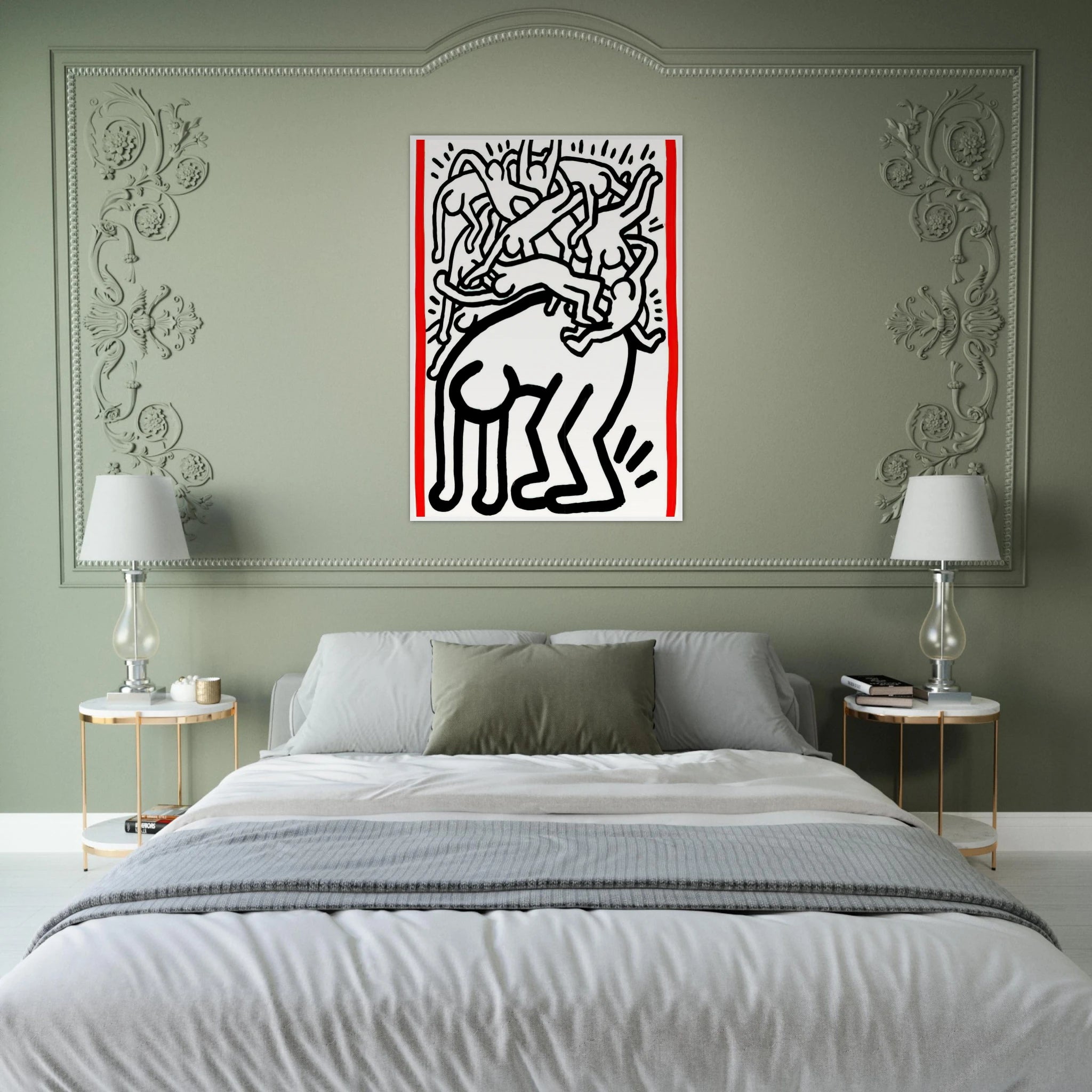 FIGHT AIDS WORLDWIDE 1990 Framed Poster | Keith Haring Framed Prints Wall Art | Keith Haring Prints