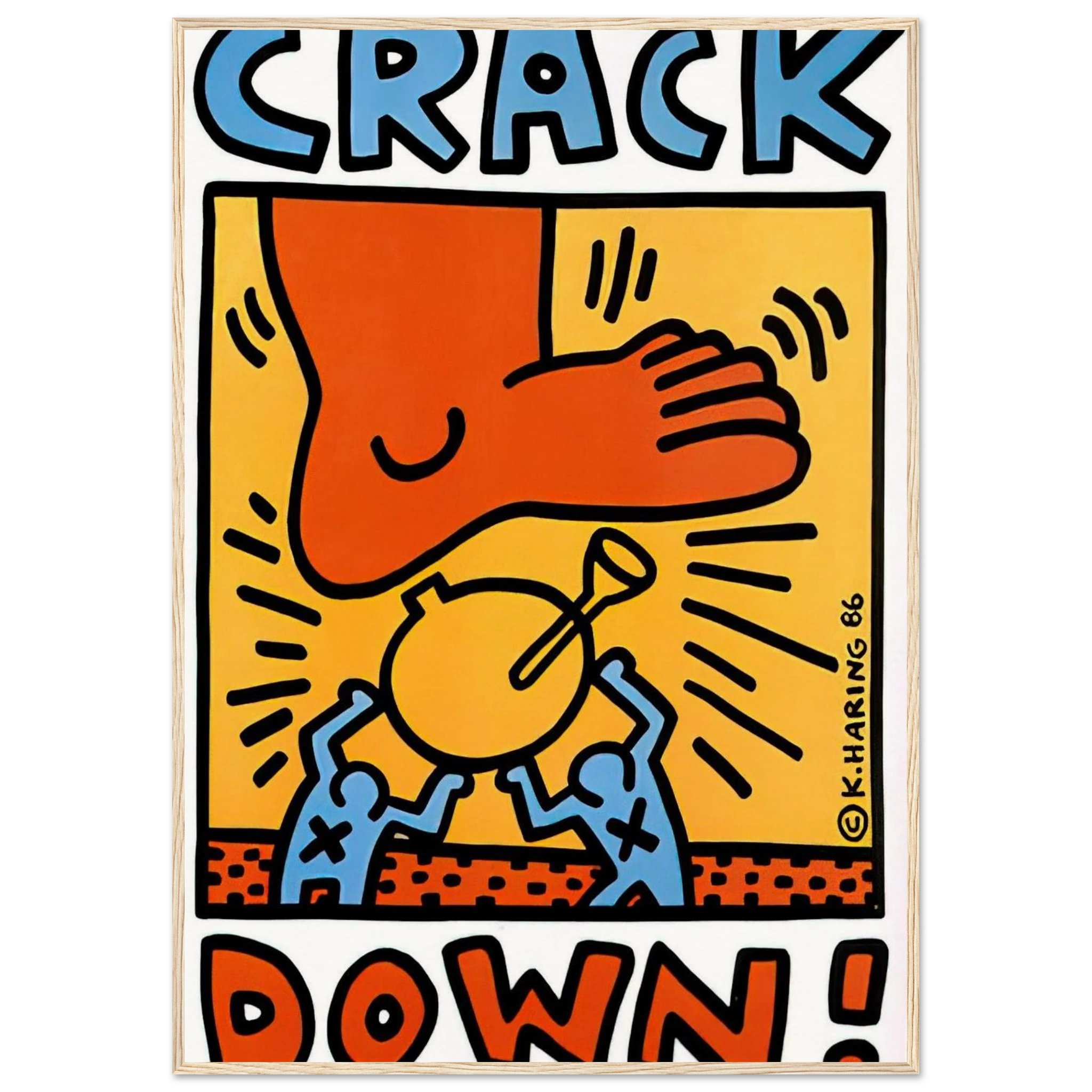 CRACK DOWN 1986 Framed Poster | Keith Haring Framed Prints Wall Art | Keith Haring Prints
