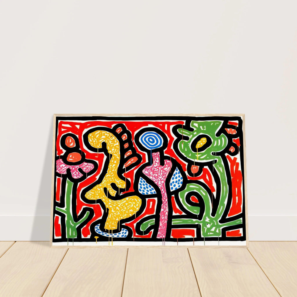 FLOWERS IV 1990 Framed Poster | Keith Haring Framed Prints Wall Art | Keith Haring Prints