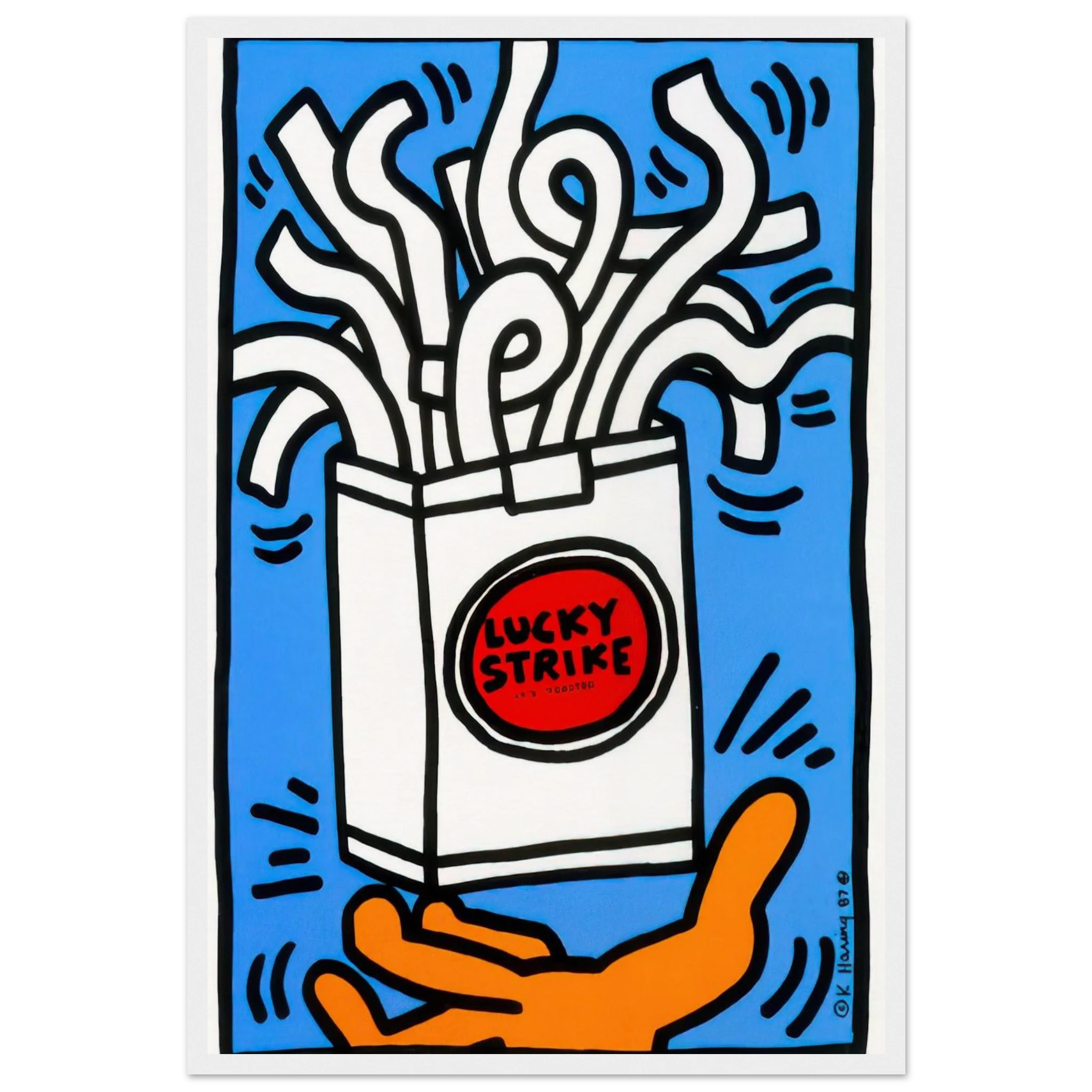LUCKY STRIKE 1987 Framed Poster | Keith Haring Framed Prints Wall Art | Keith Haring Prints