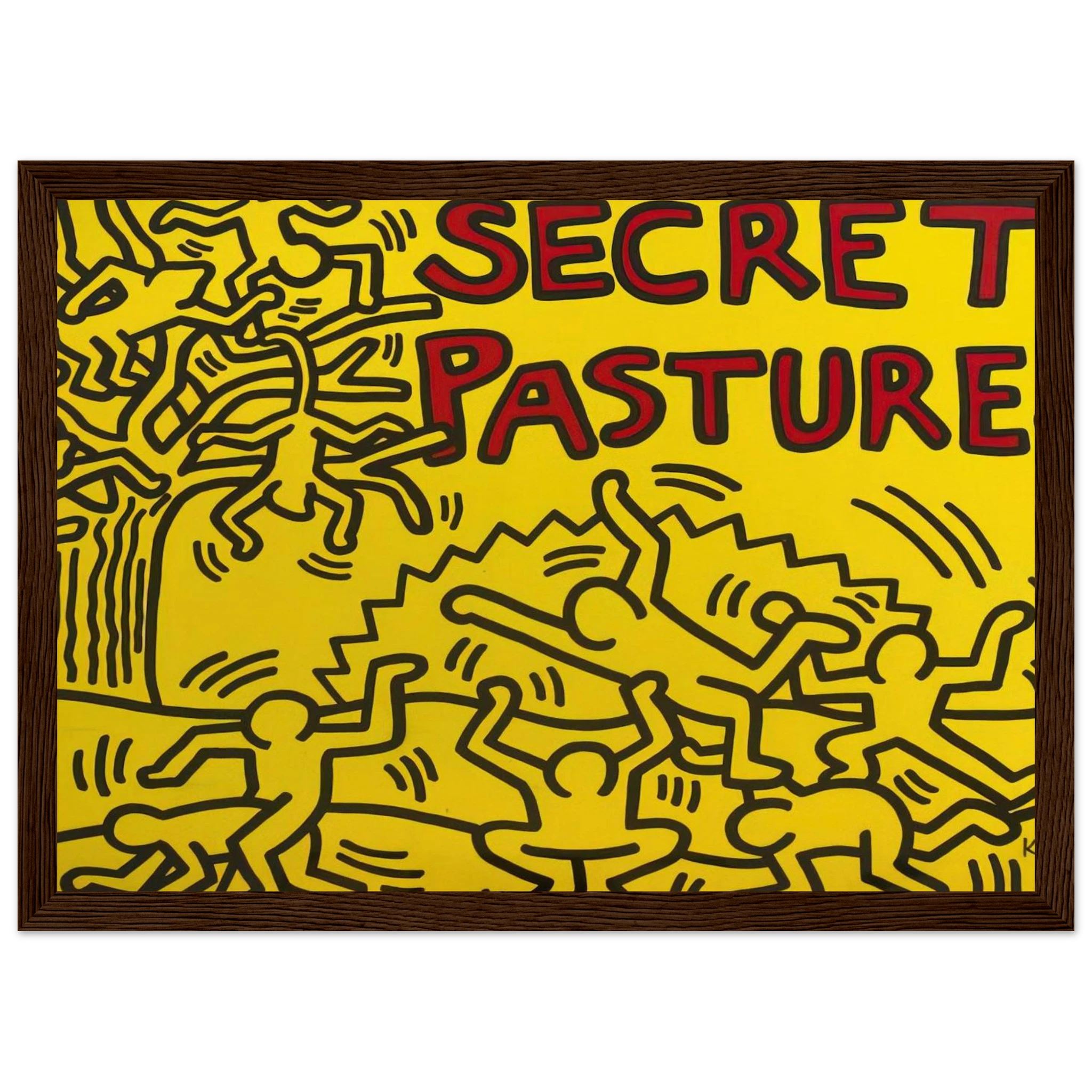 A POSTER FOR THE BILL T JONES AND ARNIE ZANE PERFORMANCE PIECE SECRET PASTURES 1984 Framed Poster | Keith Haring Framed Prints Wall Art | Keith Haring Prints