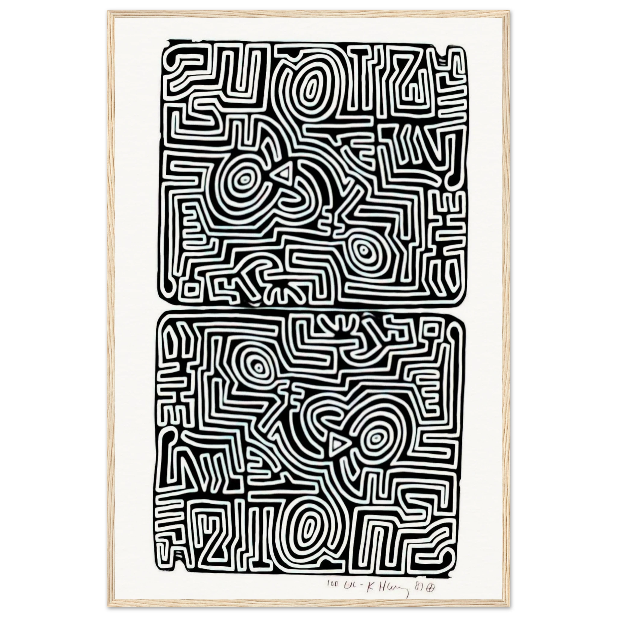 LABYRINTH 1989 Framed Poster | Keith Haring Framed Prints Wall Art | Keith Haring Prints
