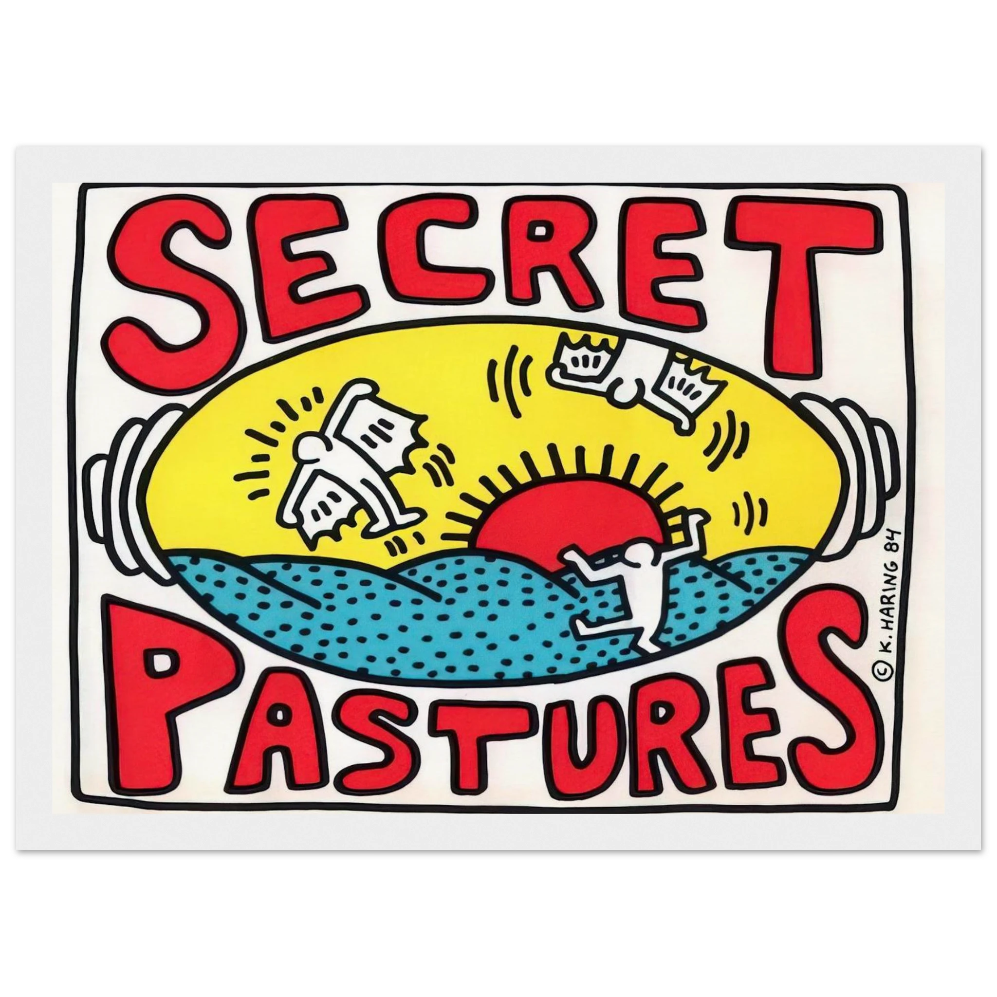 PROMOTIONAL POSTER FOR SECRET PASTURES 1984 Framed Poster | Keith Haring Framed Prints Wall Art | Keith Haring Prints
