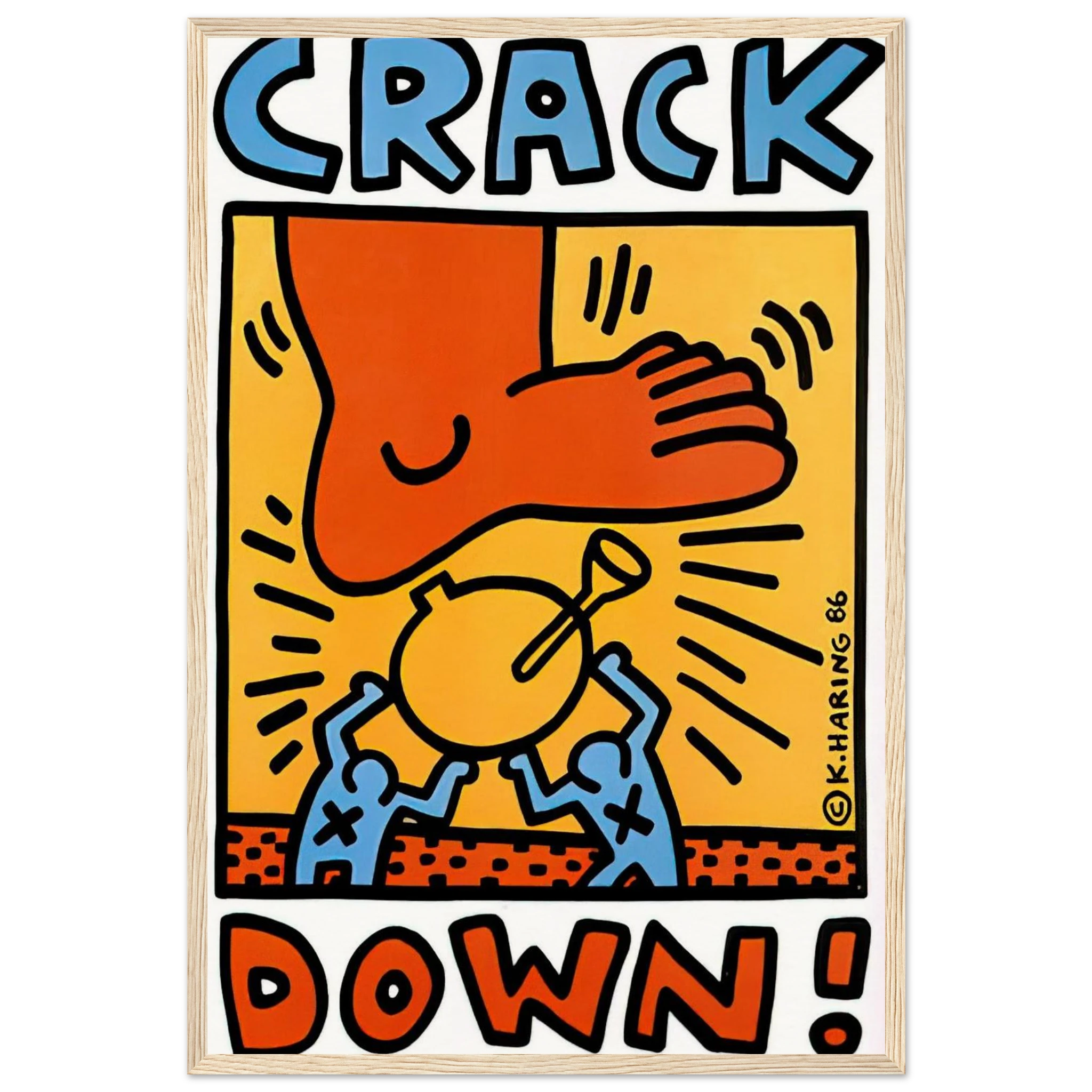 CRACK DOWN 1986 Framed Poster | Keith Haring Framed Prints Wall Art | Keith Haring Prints