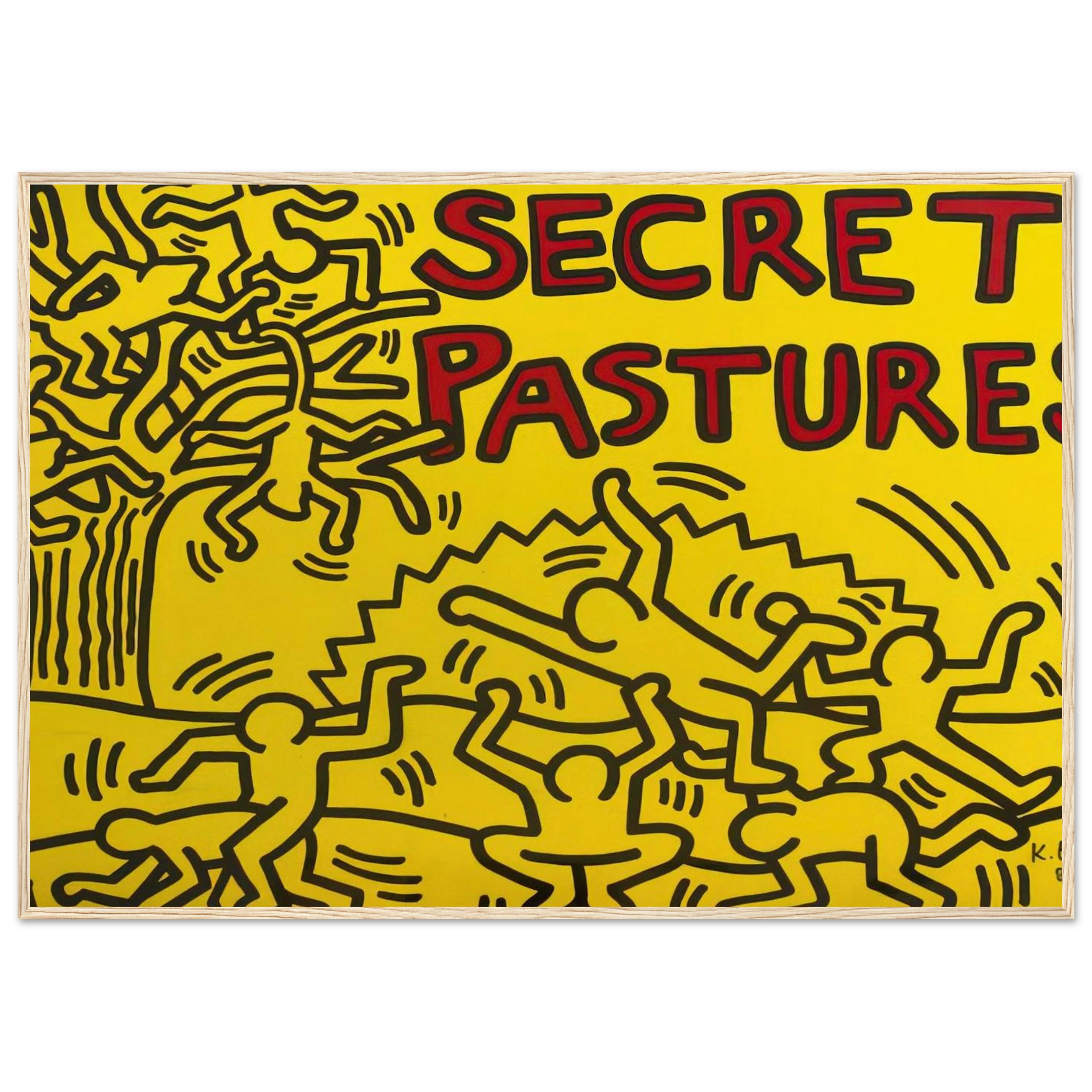 A POSTER FOR THE BILL T JONES AND ARNIE ZANE PERFORMANCE PIECE SECRET PASTURES 1984 Framed Poster | Keith Haring Framed Prints Wall Art | Keith Haring Prints