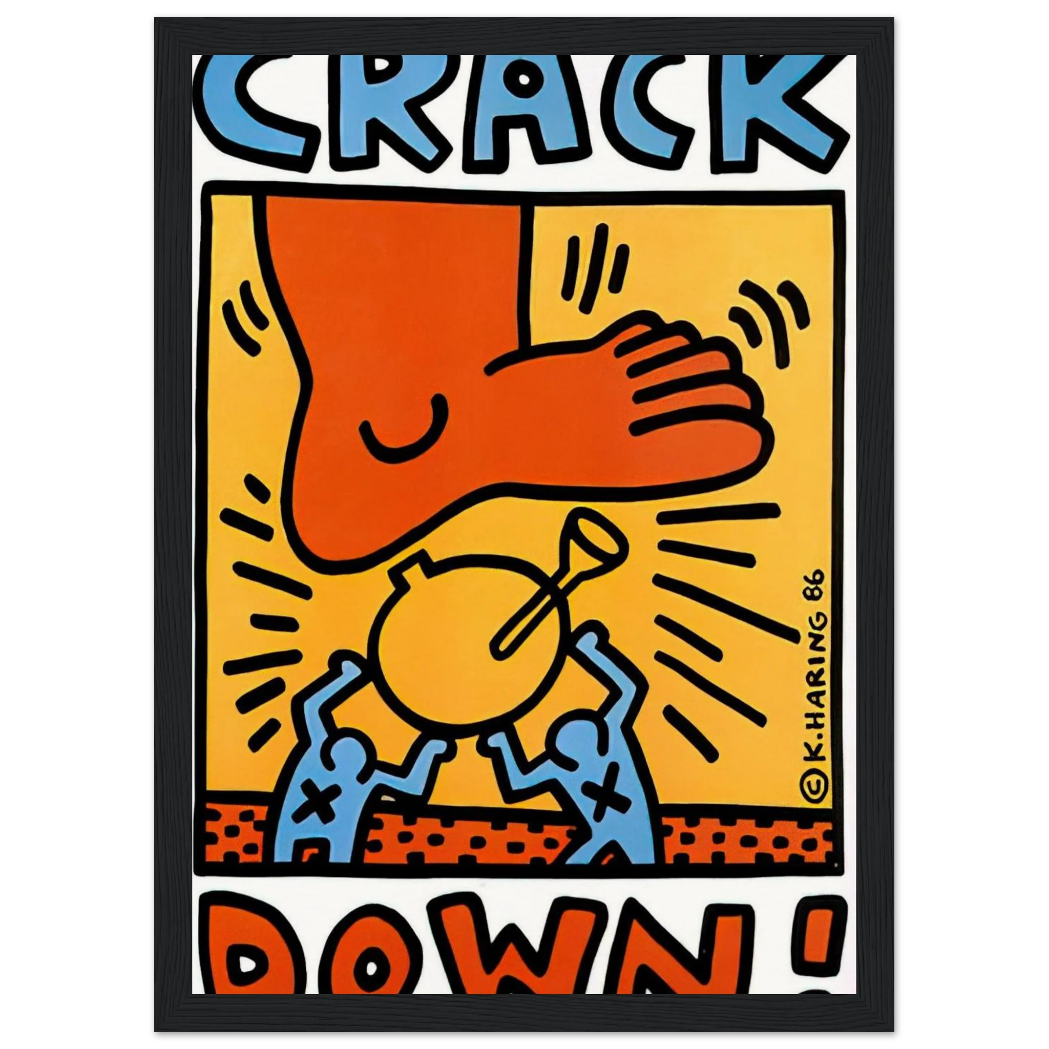 CRACK DOWN 1986 Framed Poster | Keith Haring Framed Prints Wall Art | Keith Haring Prints
