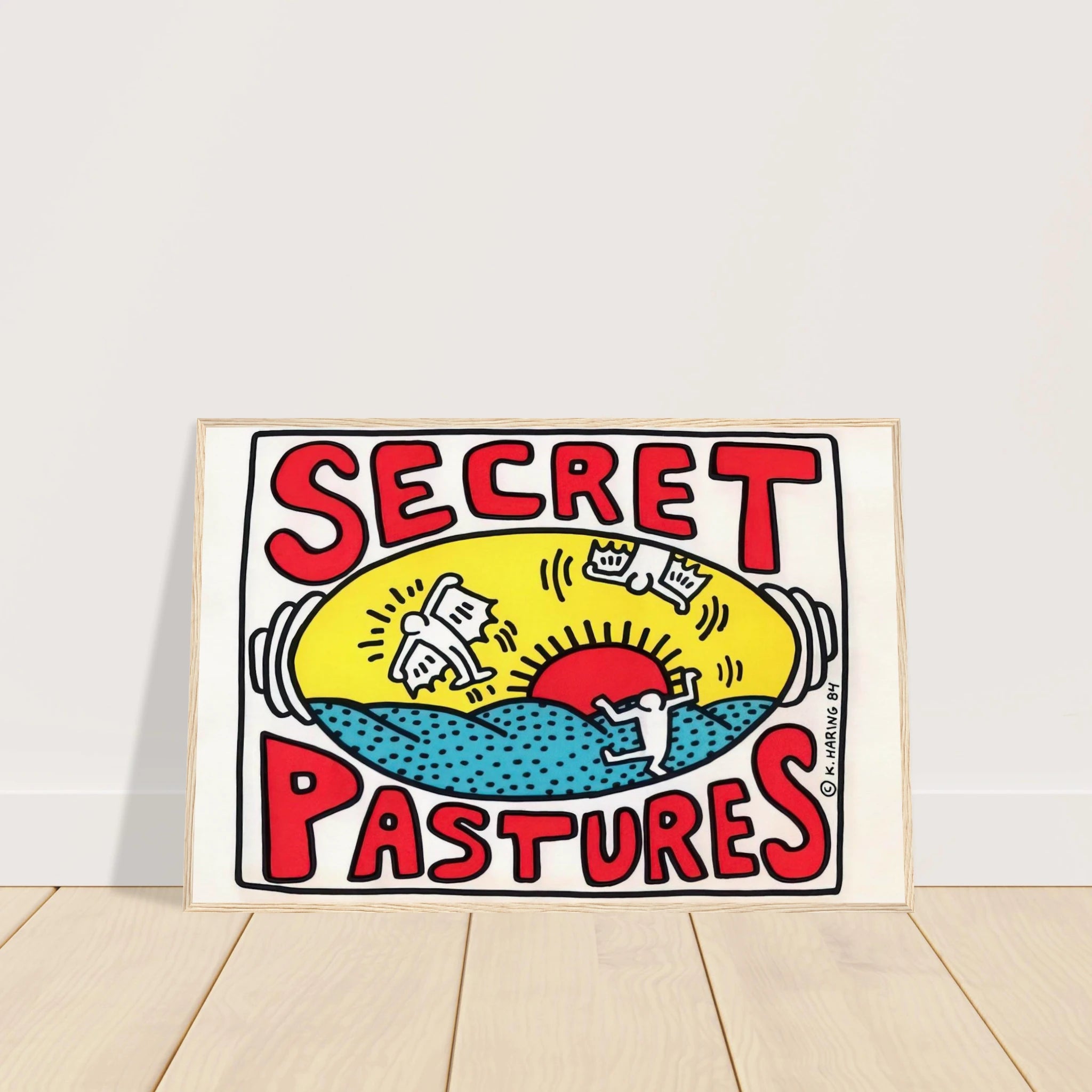 PROMOTIONAL POSTER FOR SECRET PASTURES 1984 Framed Poster | Keith Haring Framed Prints Wall Art | Keith Haring Prints