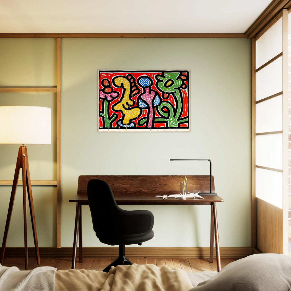 FLOWERS IV 1990 Framed Poster | Keith Haring Framed Prints Wall Art | Keith Haring Prints