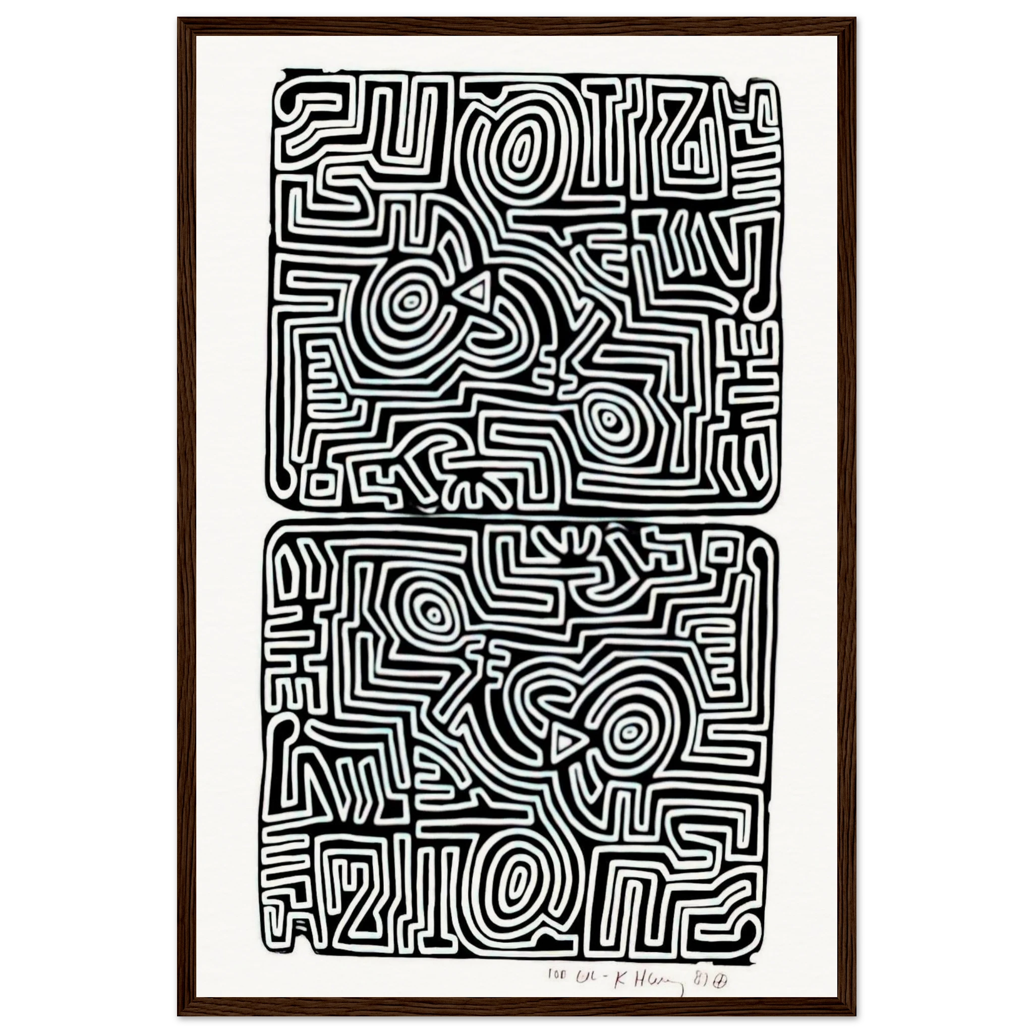 LABYRINTH 1989 Framed Poster | Keith Haring Framed Prints Wall Art | Keith Haring Prints