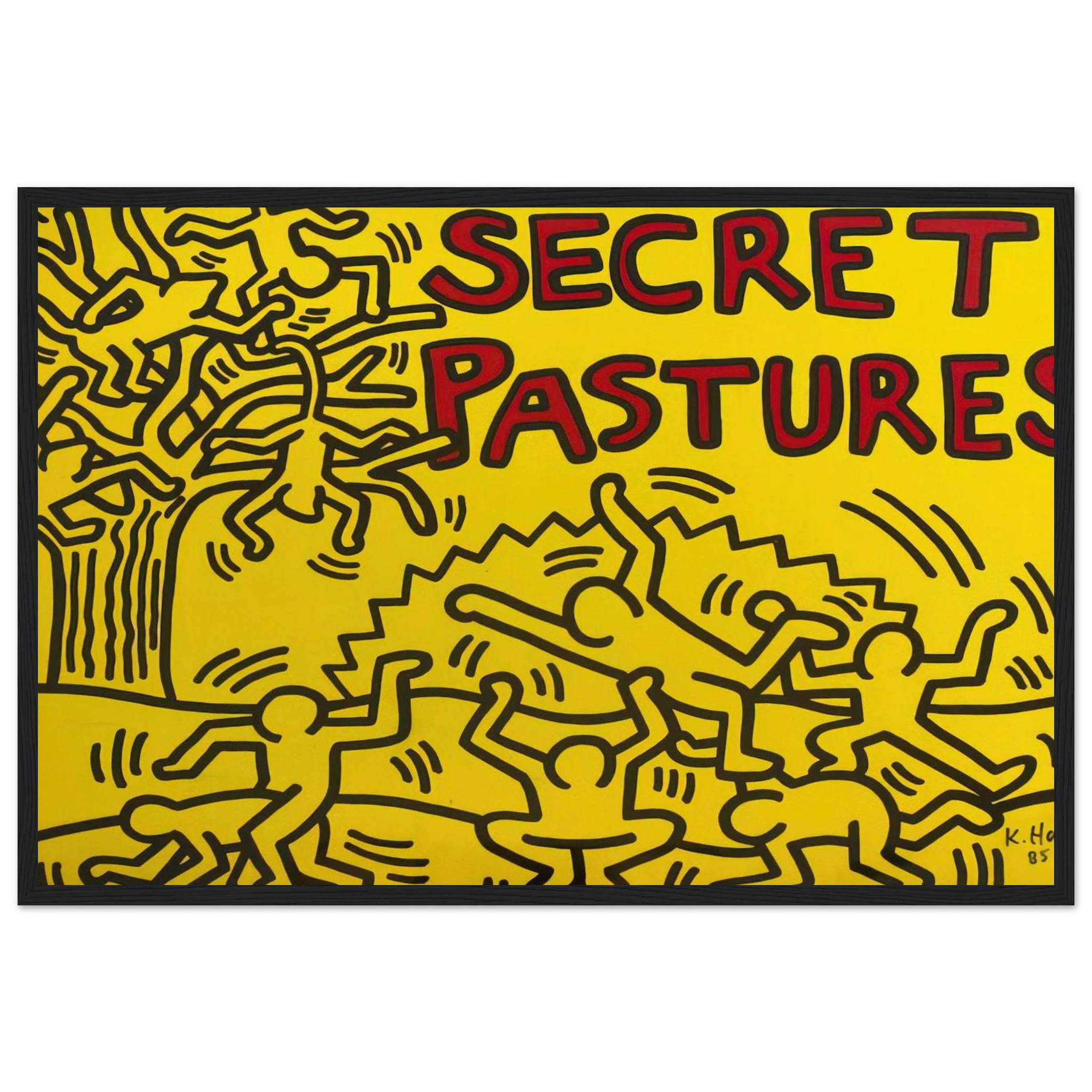 A POSTER FOR THE BILL T JONES AND ARNIE ZANE PERFORMANCE PIECE SECRET PASTURES 1984 Framed Poster | Keith Haring Framed Prints Wall Art | Keith Haring Prints