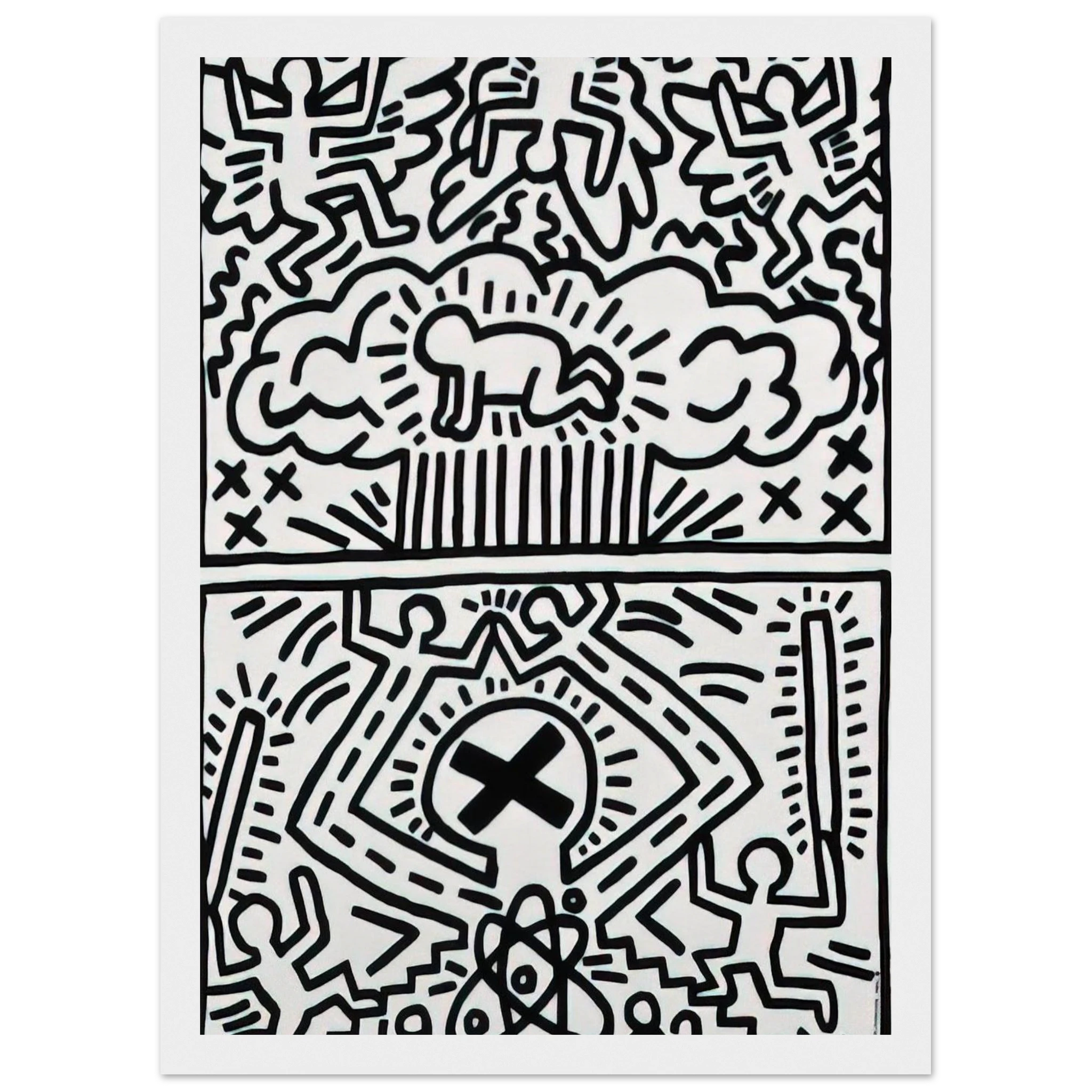ANTI NUCLEAR RALLY 1982 Framed Poster | Keith Haring Framed Prints Wall Art | Keith Haring Prints