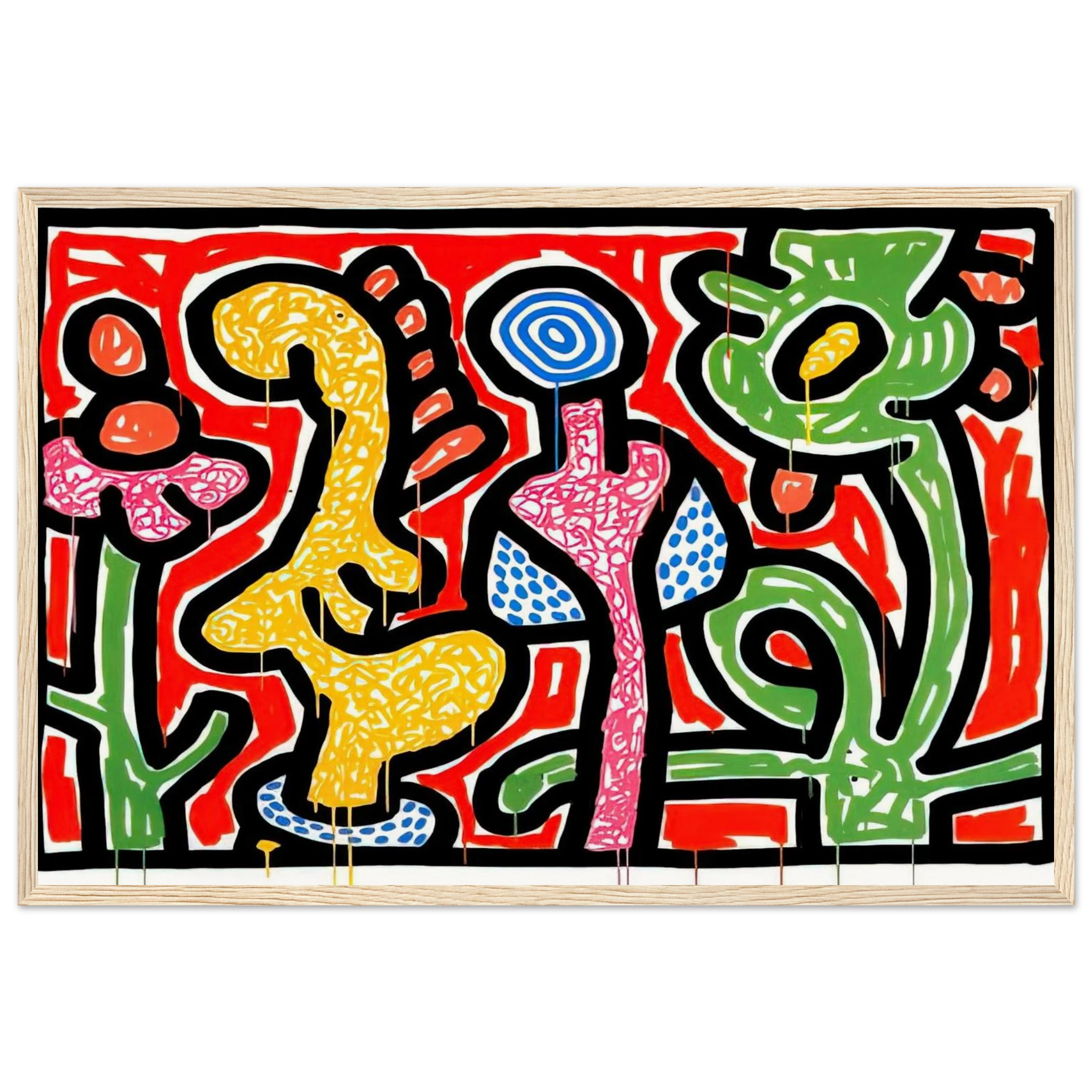 FLOWERS IV 1990 Framed Poster | Keith Haring Framed Prints Wall Art | Keith Haring Prints