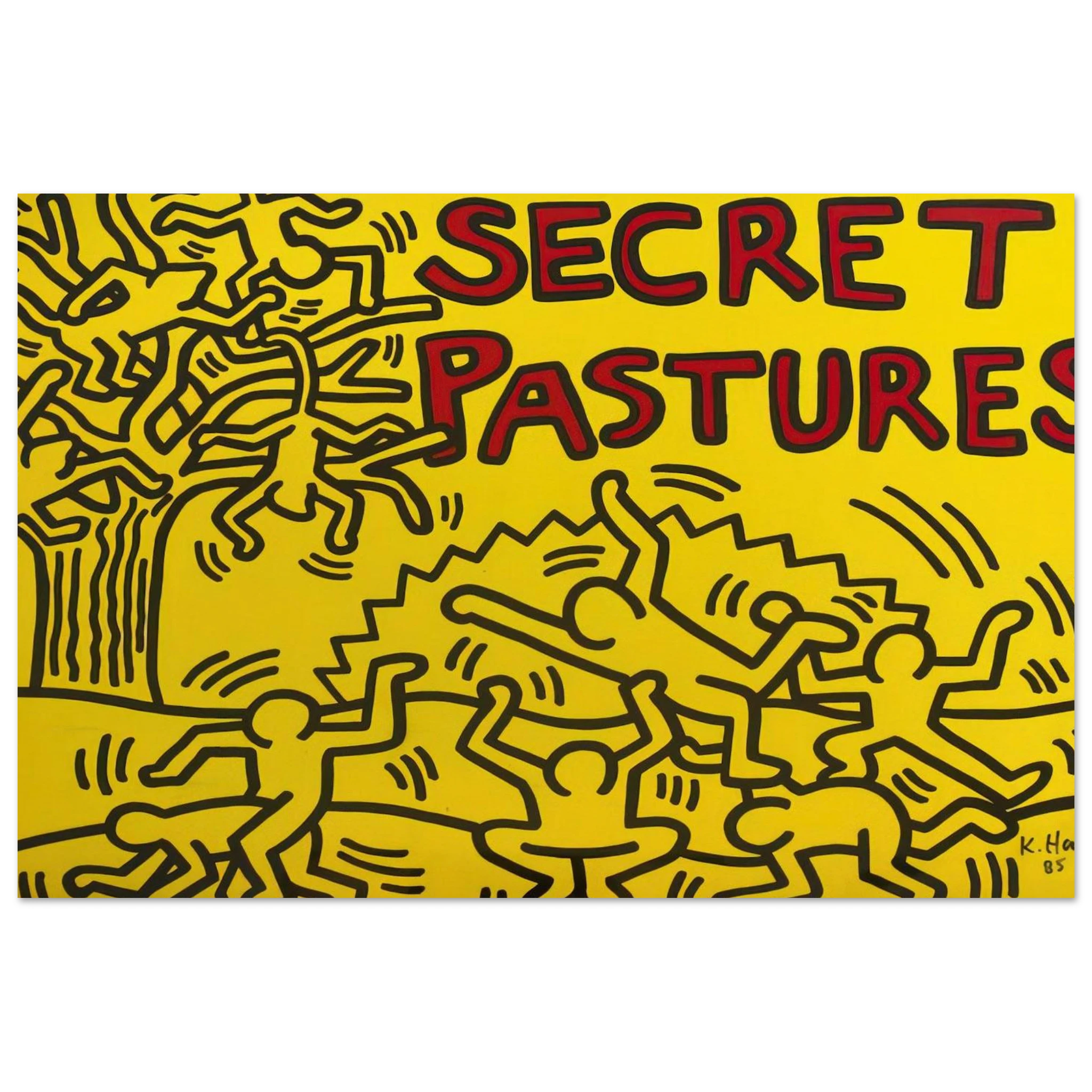 A POSTER FOR THE BILL T JONES AND ARNIE ZANE PERFORMANCE PIECE SECRET PASTURES 1984 Poster | Keith Haring Poster | Keith Haring Prints