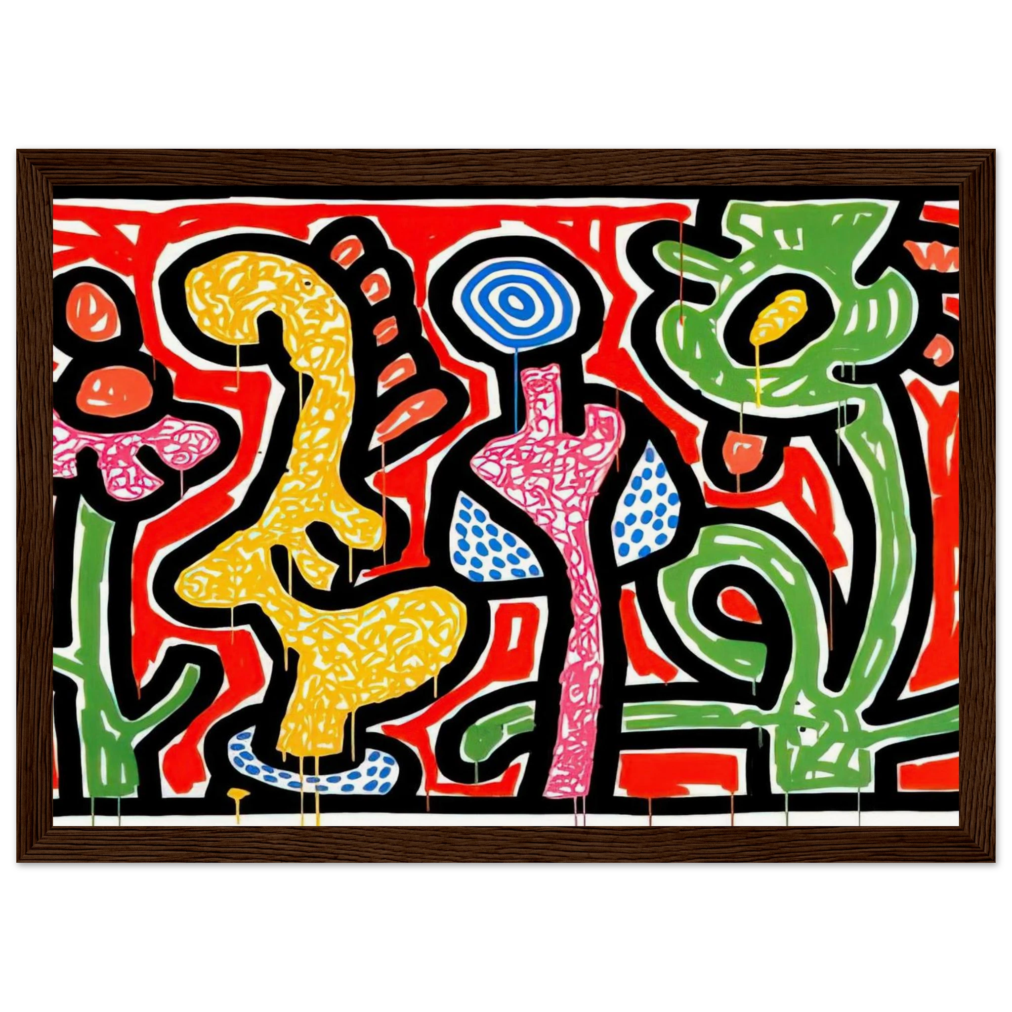 FLOWERS IV 1990 Framed Poster | Keith Haring Framed Prints Wall Art | Keith Haring Prints