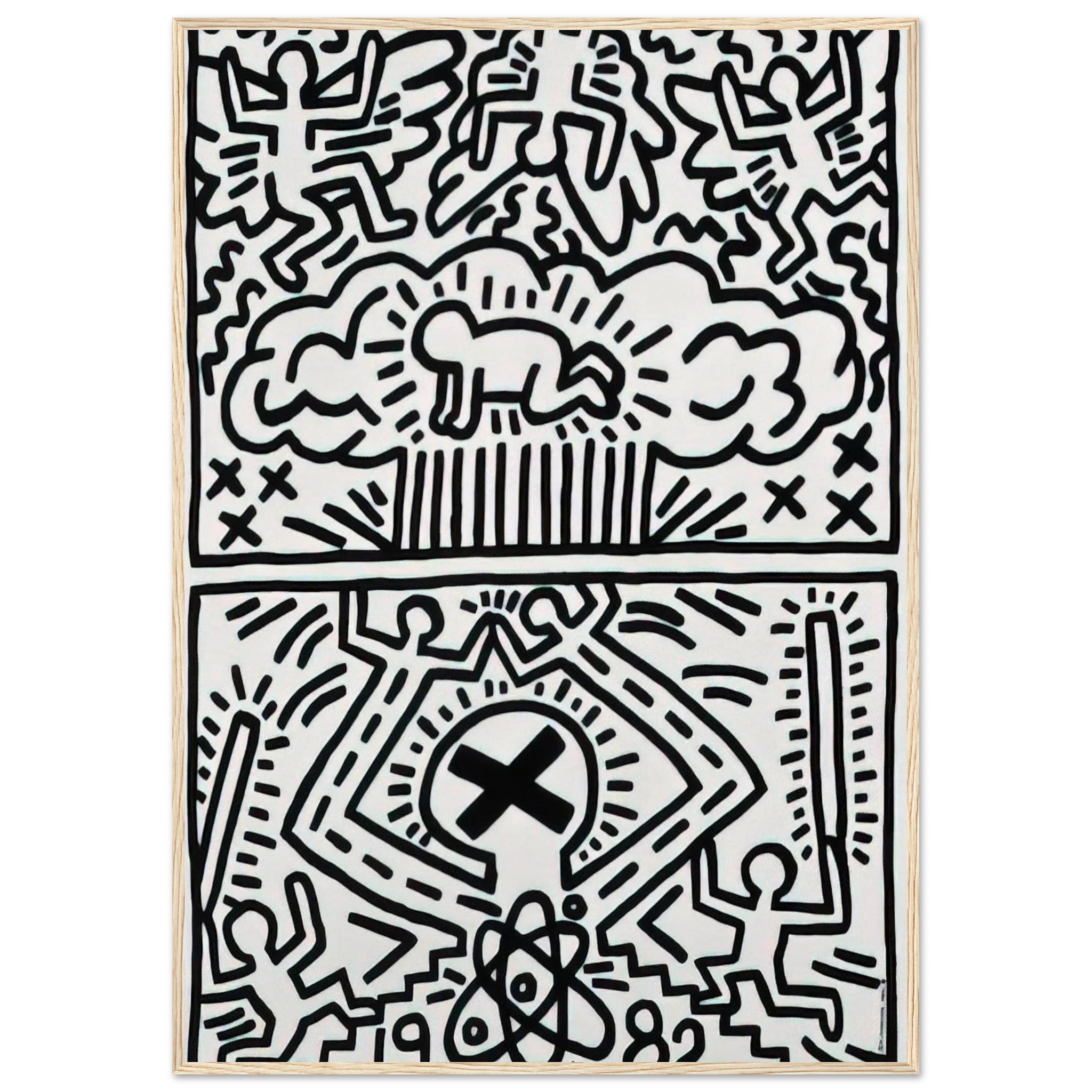 ANTI NUCLEAR RALLY 1982 Framed Poster | Keith Haring Framed Prints Wall Art | Keith Haring Prints