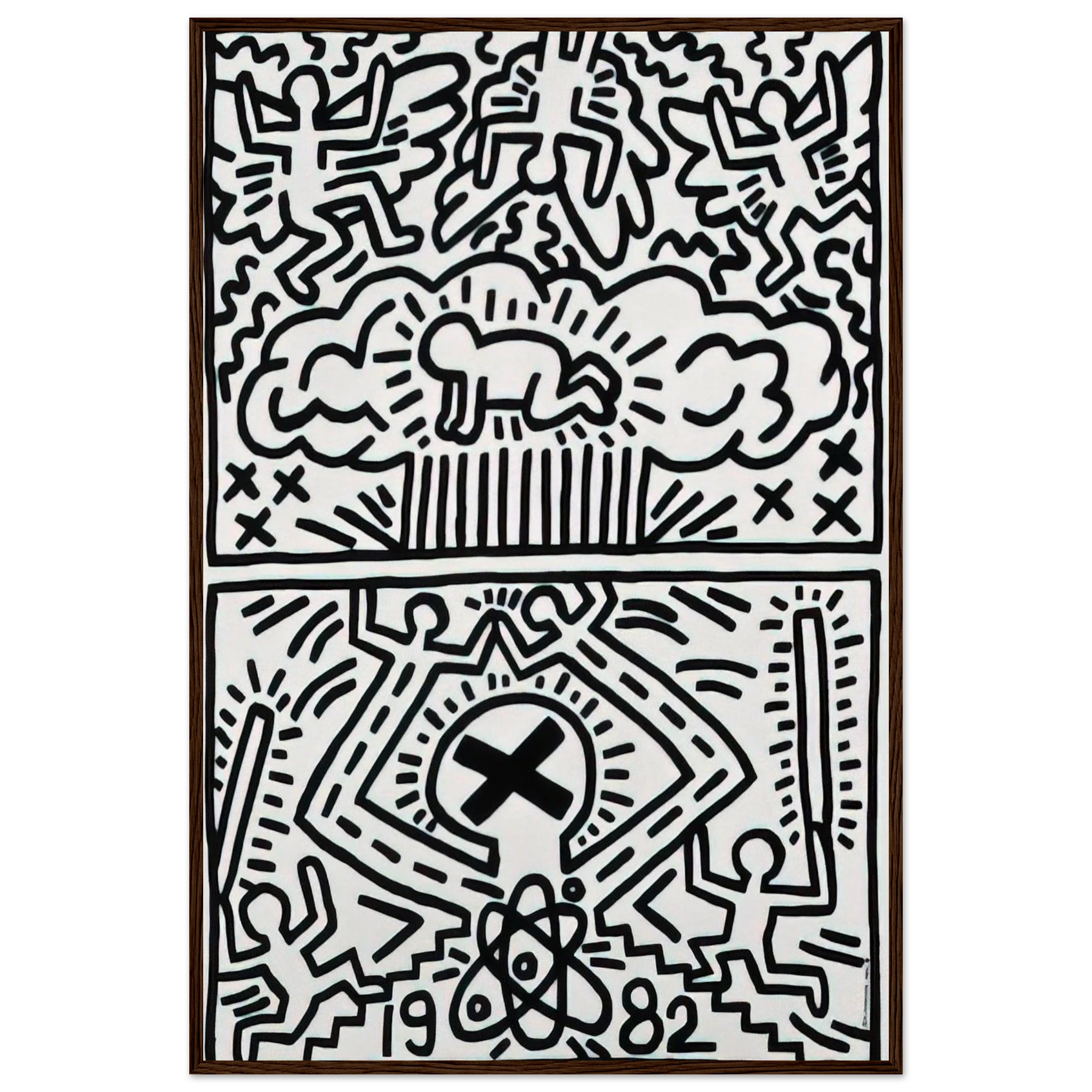 ANTI NUCLEAR RALLY 1982 Framed Poster | Keith Haring Framed Prints Wall Art | Keith Haring Prints