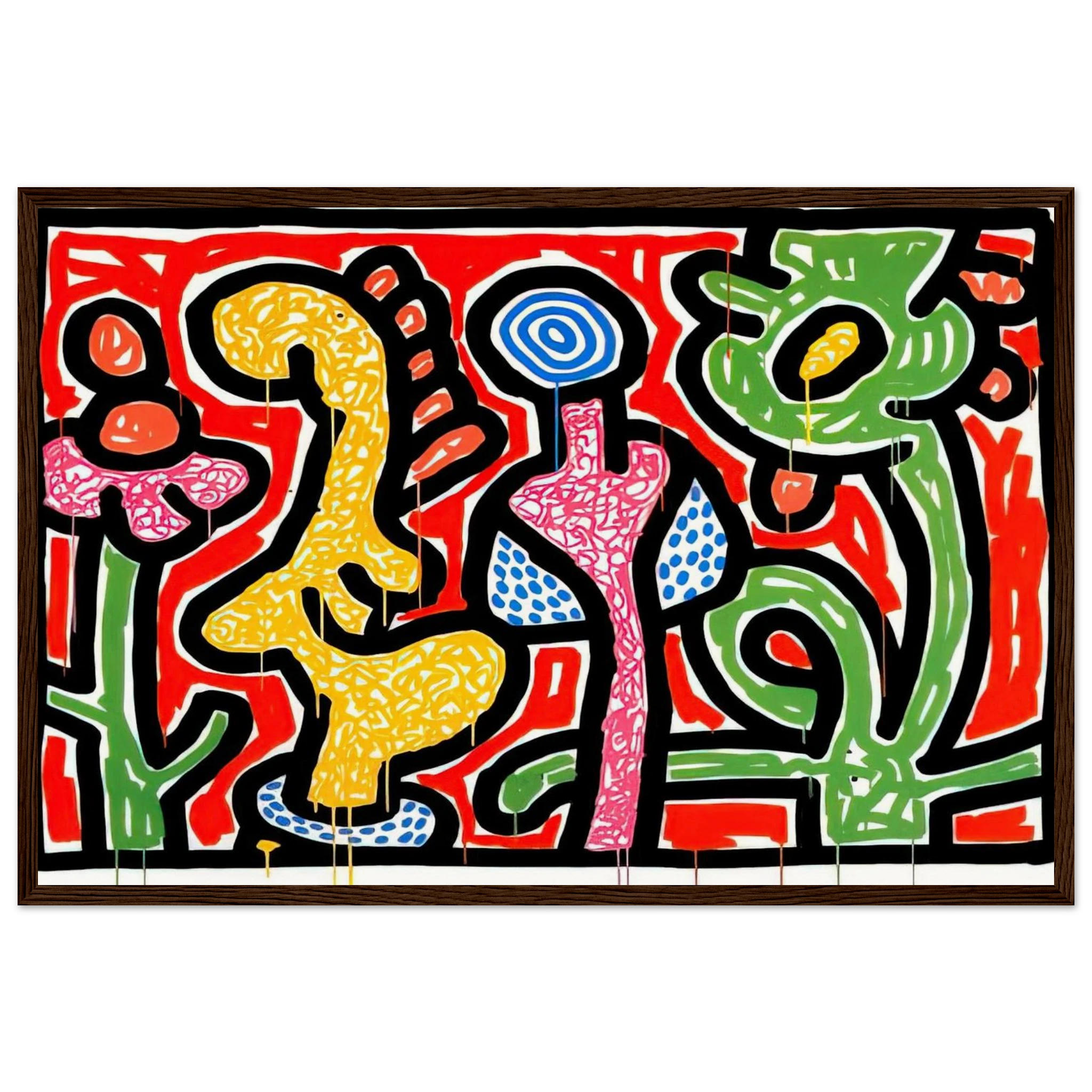 FLOWERS IV 1990 Framed Poster | Keith Haring Framed Prints Wall Art | Keith Haring Prints