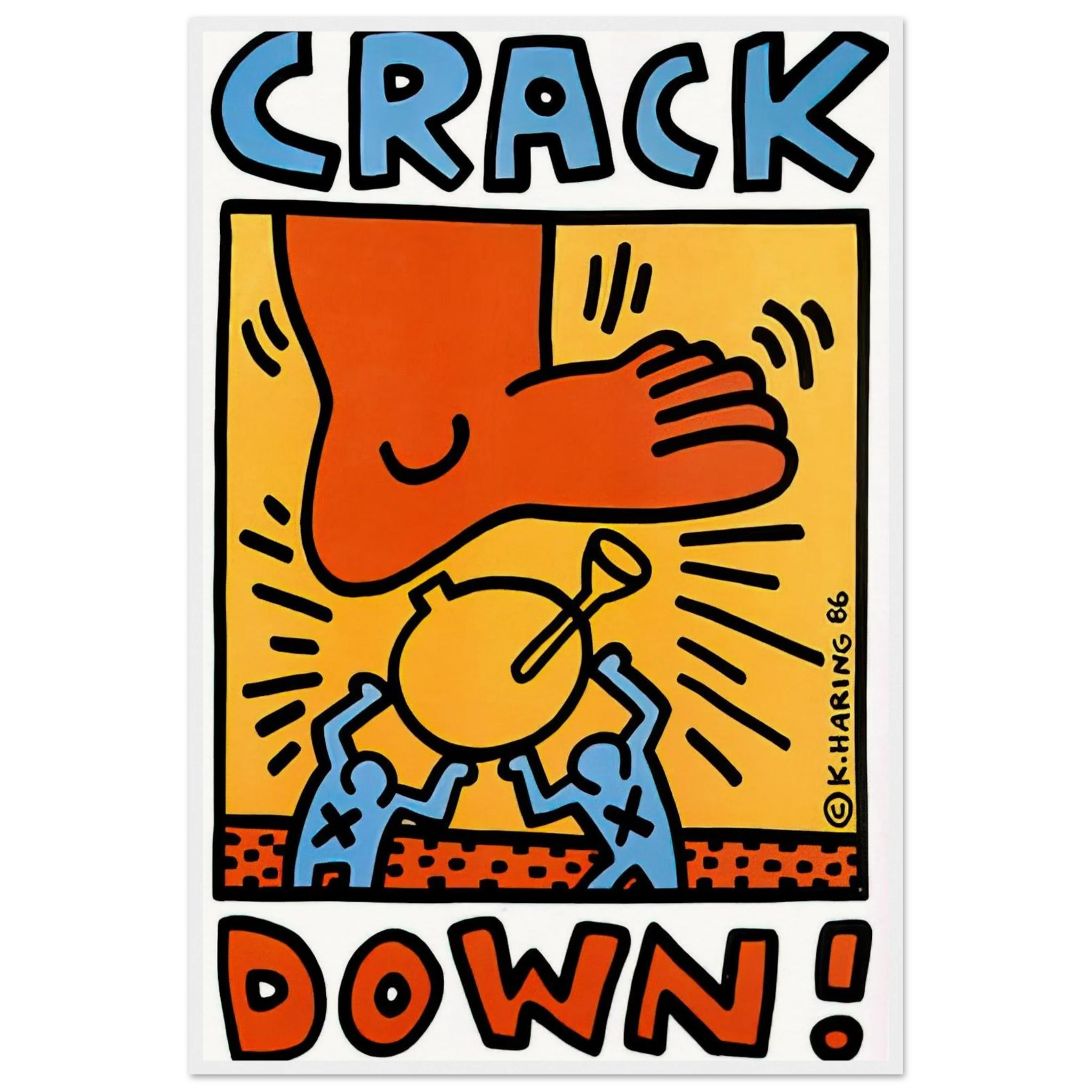 CRACK DOWN 1986 Framed Poster | Keith Haring Framed Prints Wall Art | Keith Haring Prints