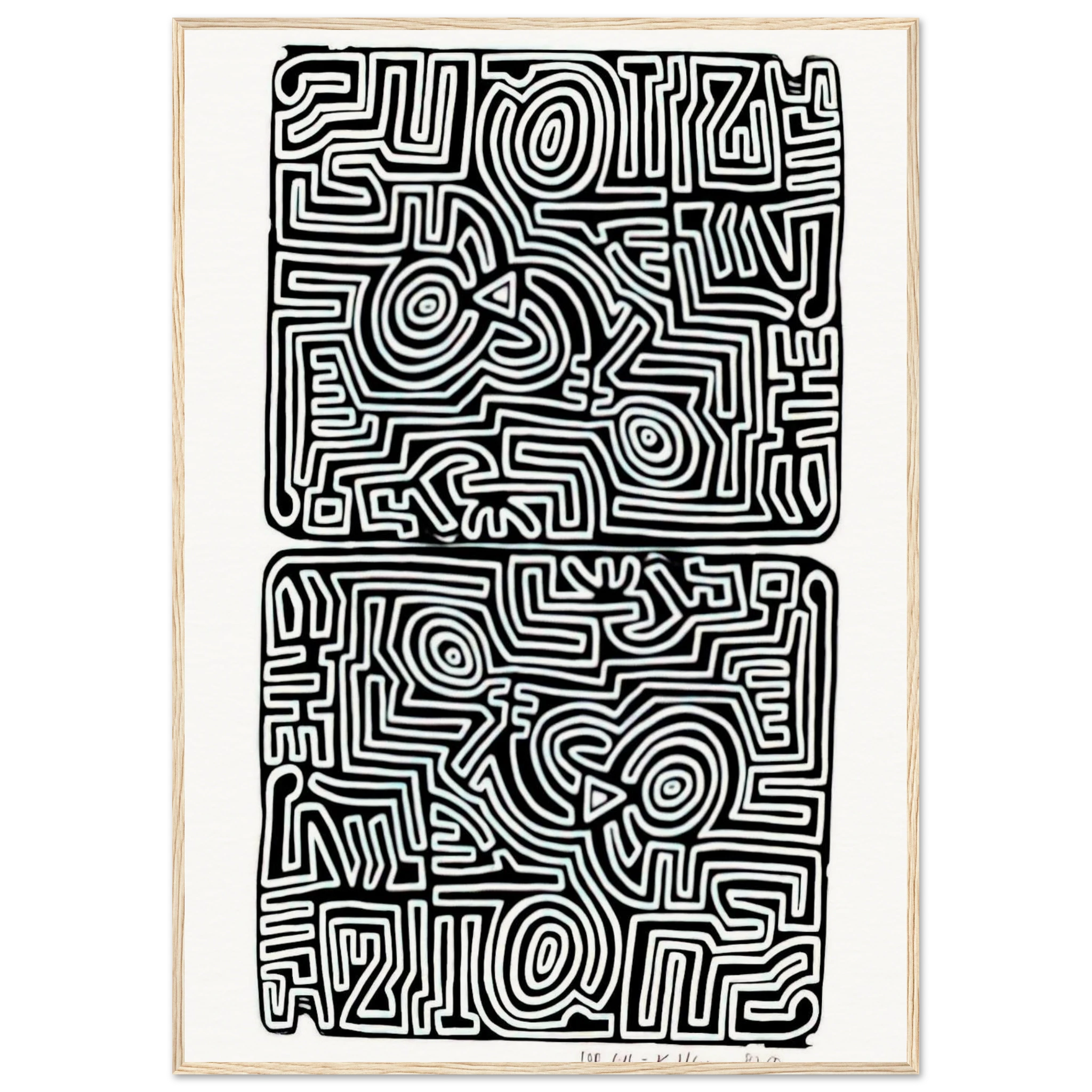 LABYRINTH 1989 Framed Poster | Keith Haring Framed Prints Wall Art | Keith Haring Prints