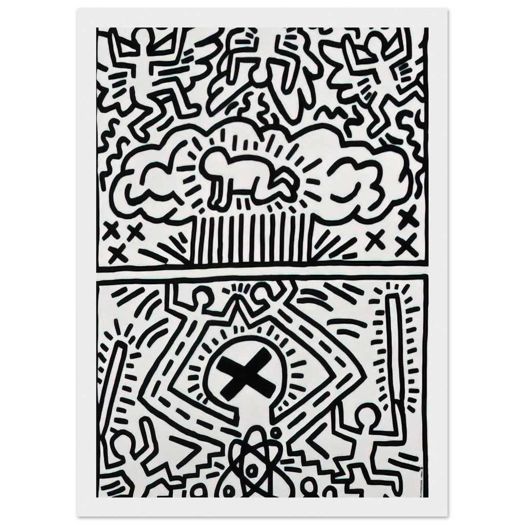 ANTI NUCLEAR RALLY 1982 Framed Poster | Keith Haring Framed Prints Wall Art | Keith Haring Prints