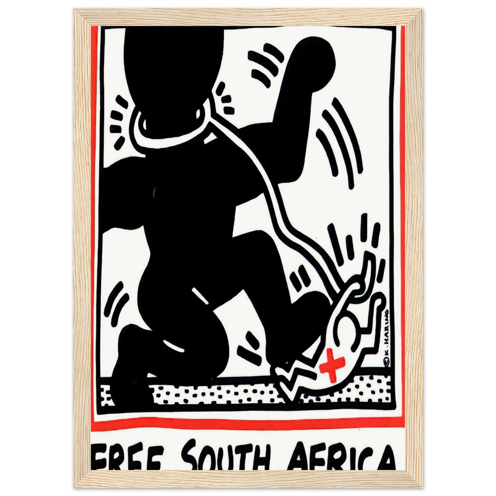 FREE SOUTH AFRICA 1985 Framed Poster | Keith Haring Framed Prints Wall Art | Keith Haring Prints