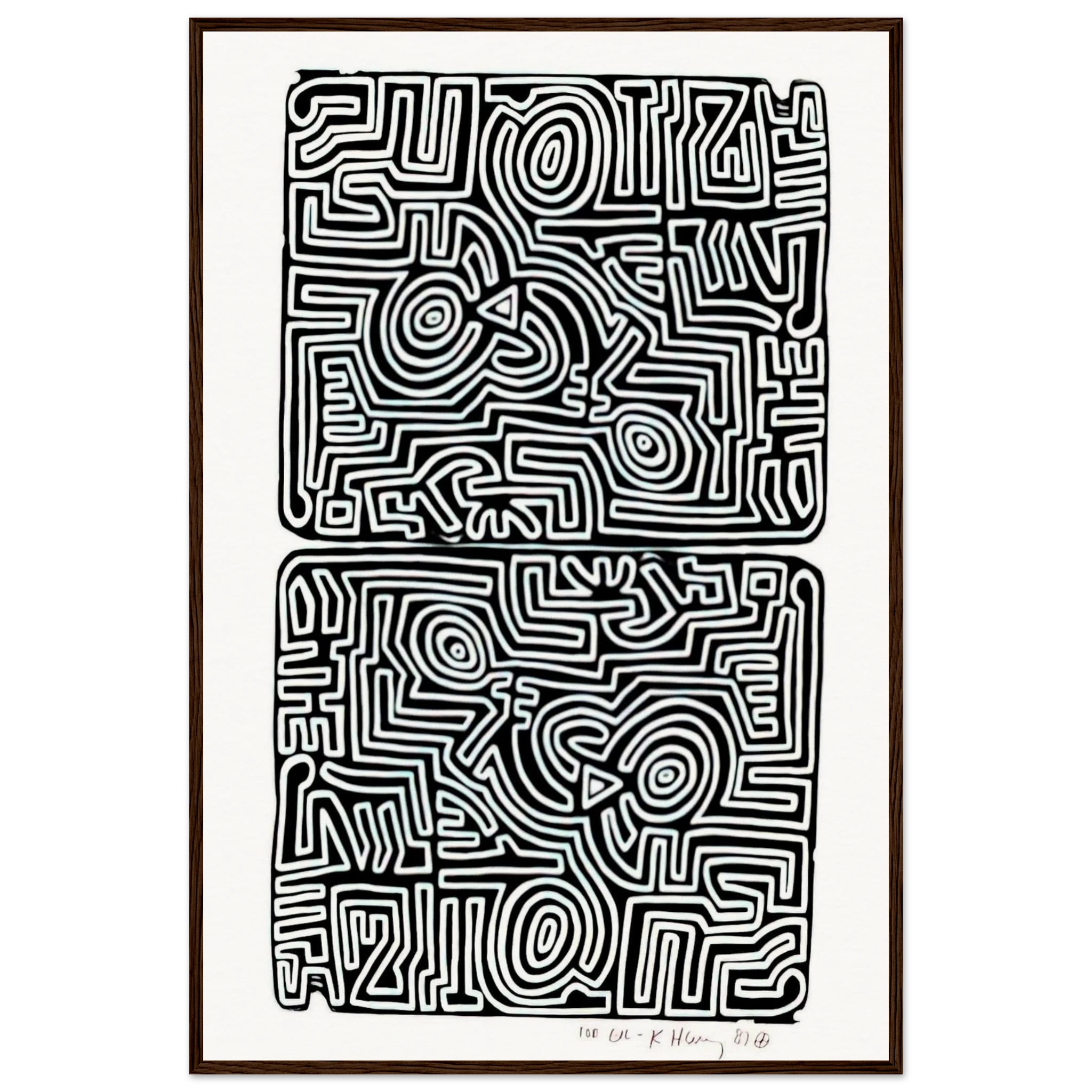 LABYRINTH 1989 Framed Poster | Keith Haring Framed Prints Wall Art | Keith Haring Prints