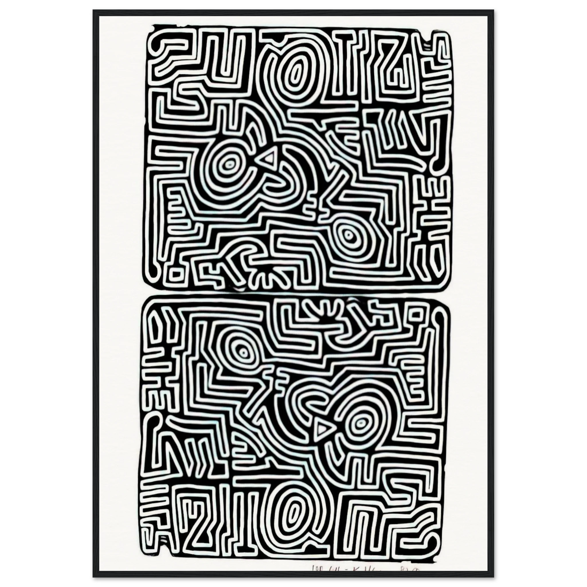 LABYRINTH 1989 Framed Poster | Keith Haring Framed Prints Wall Art | Keith Haring Prints
