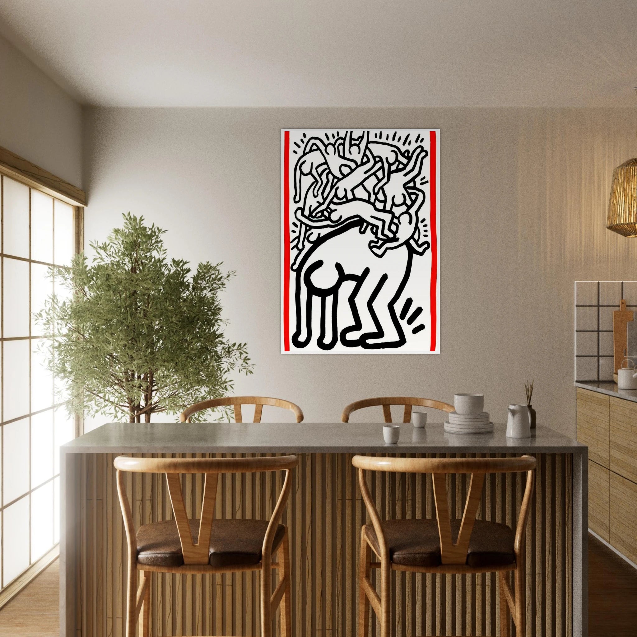 FIGHT AIDS WORLDWIDE 1990 Framed Poster | Keith Haring Framed Prints Wall Art | Keith Haring Prints