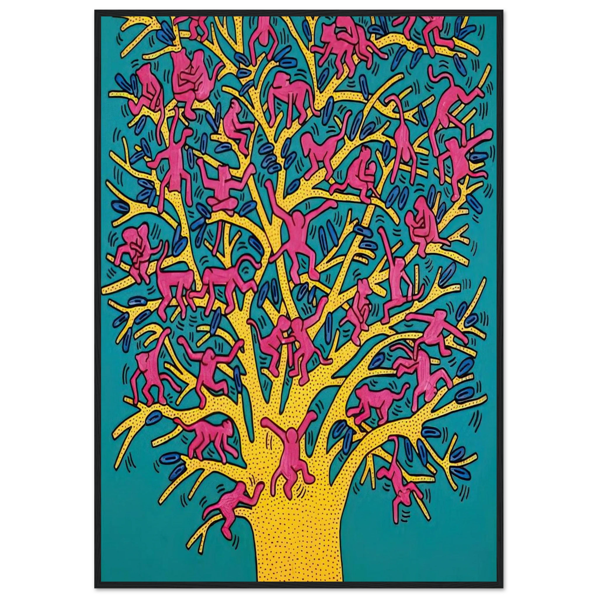 THE TREE OF MONKEYS Framed Poster | Keith Haring Framed Prints Wall Art | Keith Haring Prints