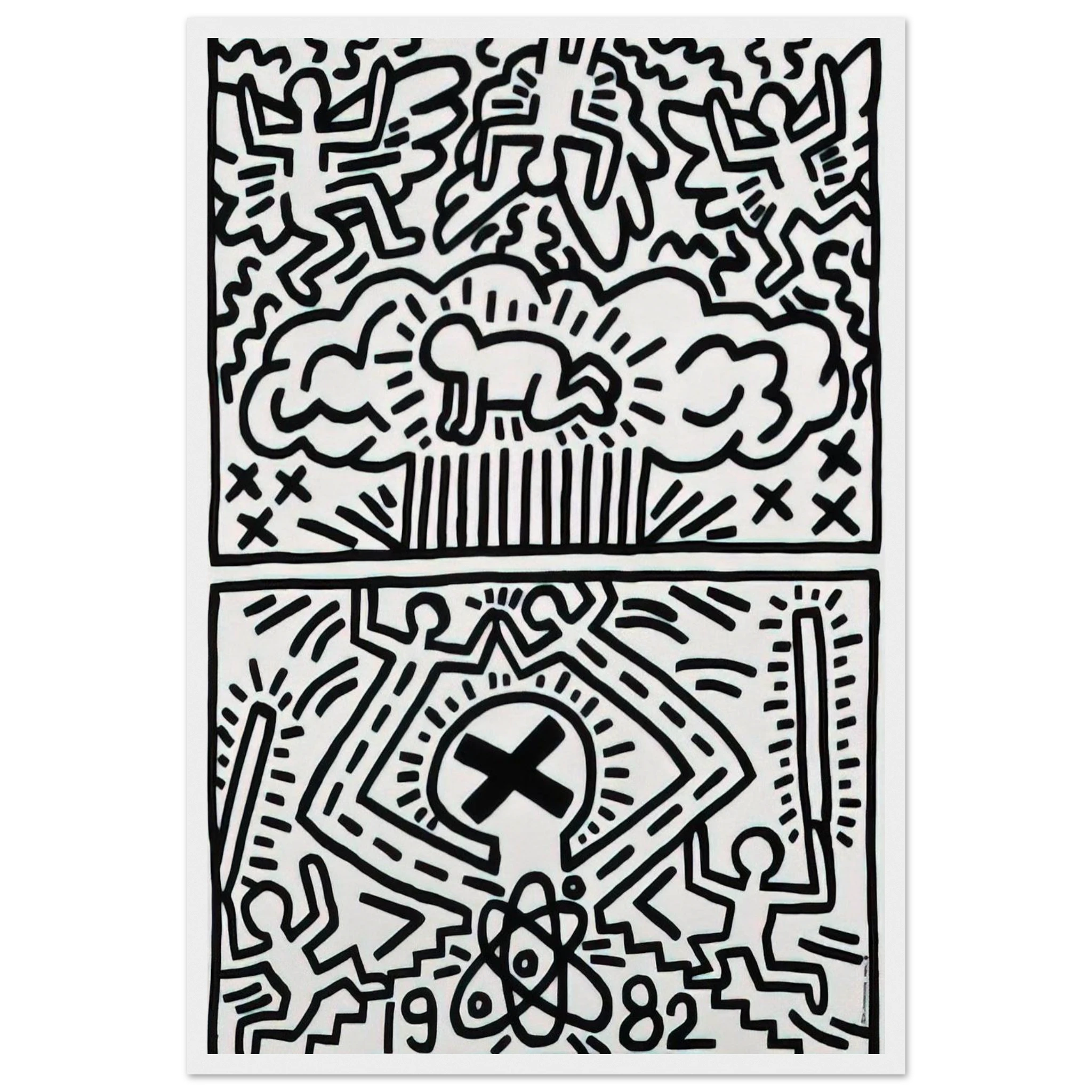ANTI NUCLEAR RALLY 1982 Framed Poster | Keith Haring Framed Prints Wall Art | Keith Haring Prints
