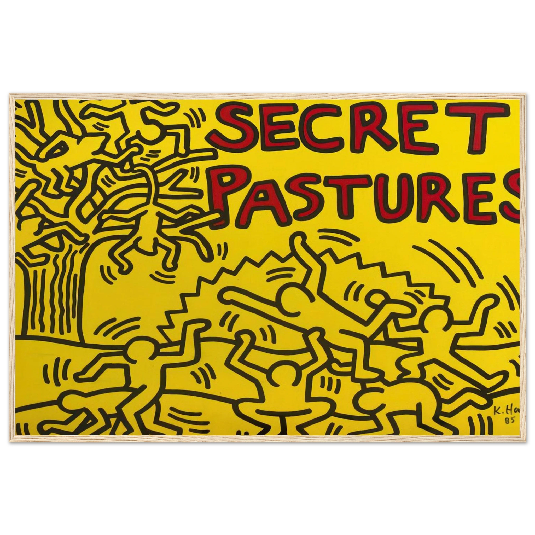 A POSTER FOR THE BILL T JONES AND ARNIE ZANE PERFORMANCE PIECE SECRET PASTURES 1984 Framed Poster | Keith Haring Framed Prints Wall Art | Keith Haring Prints