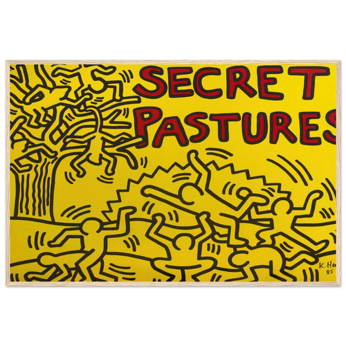 A POSTER FOR THE BILL T JONES AND ARNIE ZANE PERFORMANCE PIECE SECRET PASTURES 1984 Framed Poster | Keith Haring Framed Prints Wall Art | Keith Haring Prints