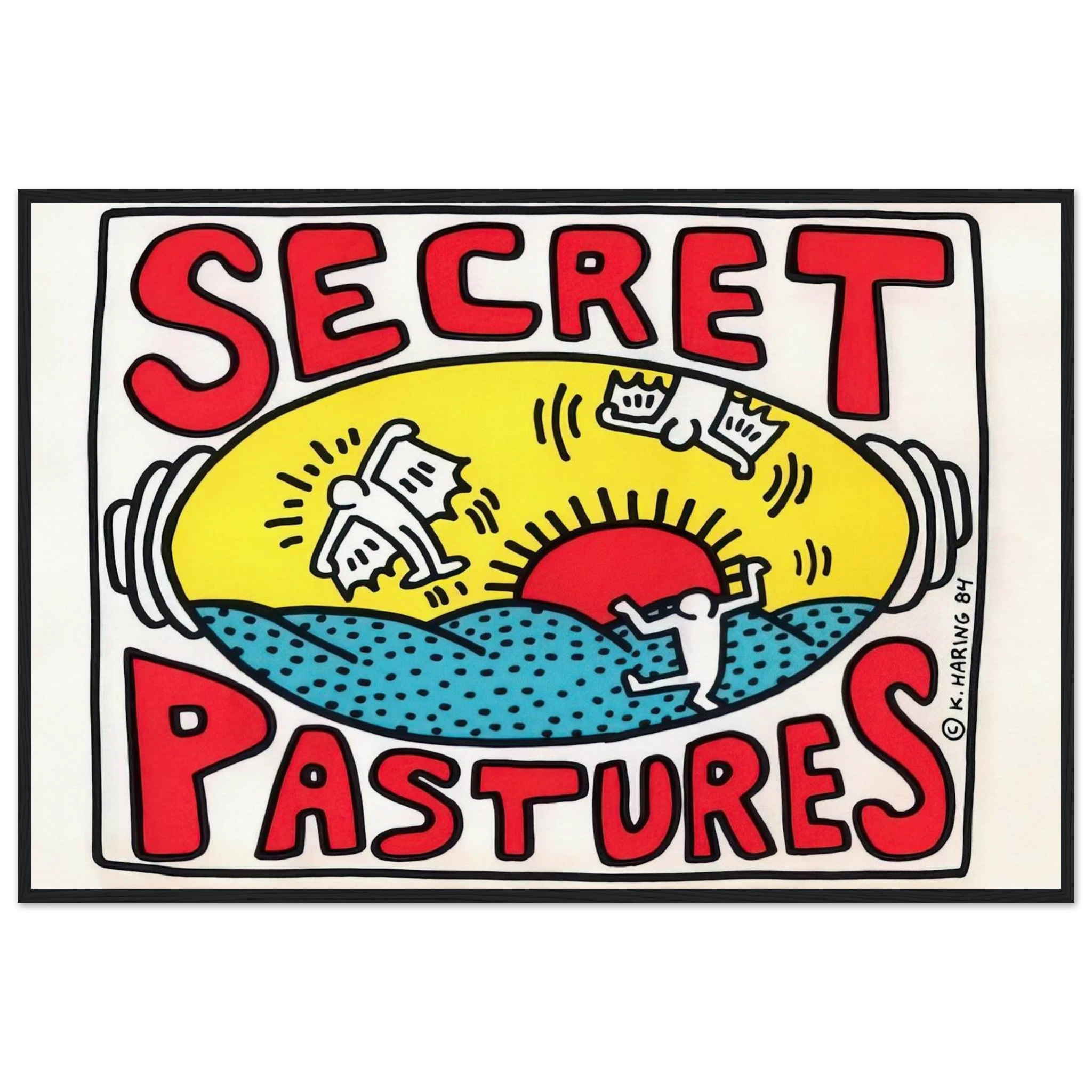 PROMOTIONAL POSTER FOR SECRET PASTURES 1984 Framed Poster | Keith Haring Framed Prints Wall Art | Keith Haring Prints