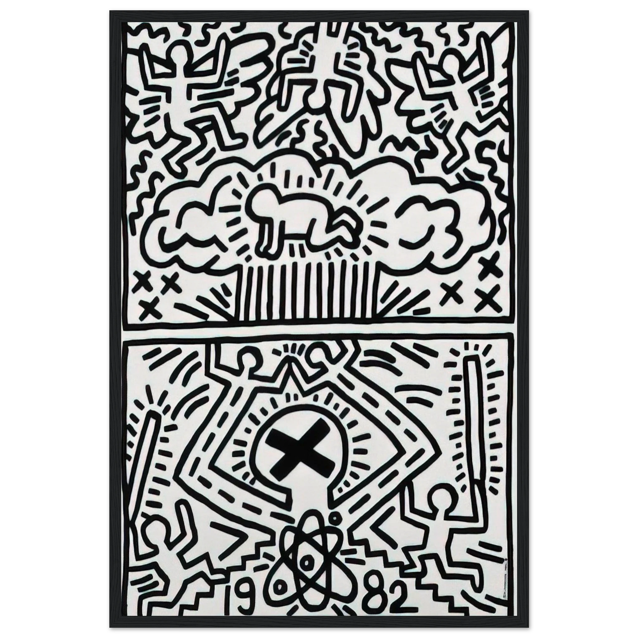 ANTI NUCLEAR RALLY 1982 Framed Poster | Keith Haring Framed Prints Wall Art | Keith Haring Prints