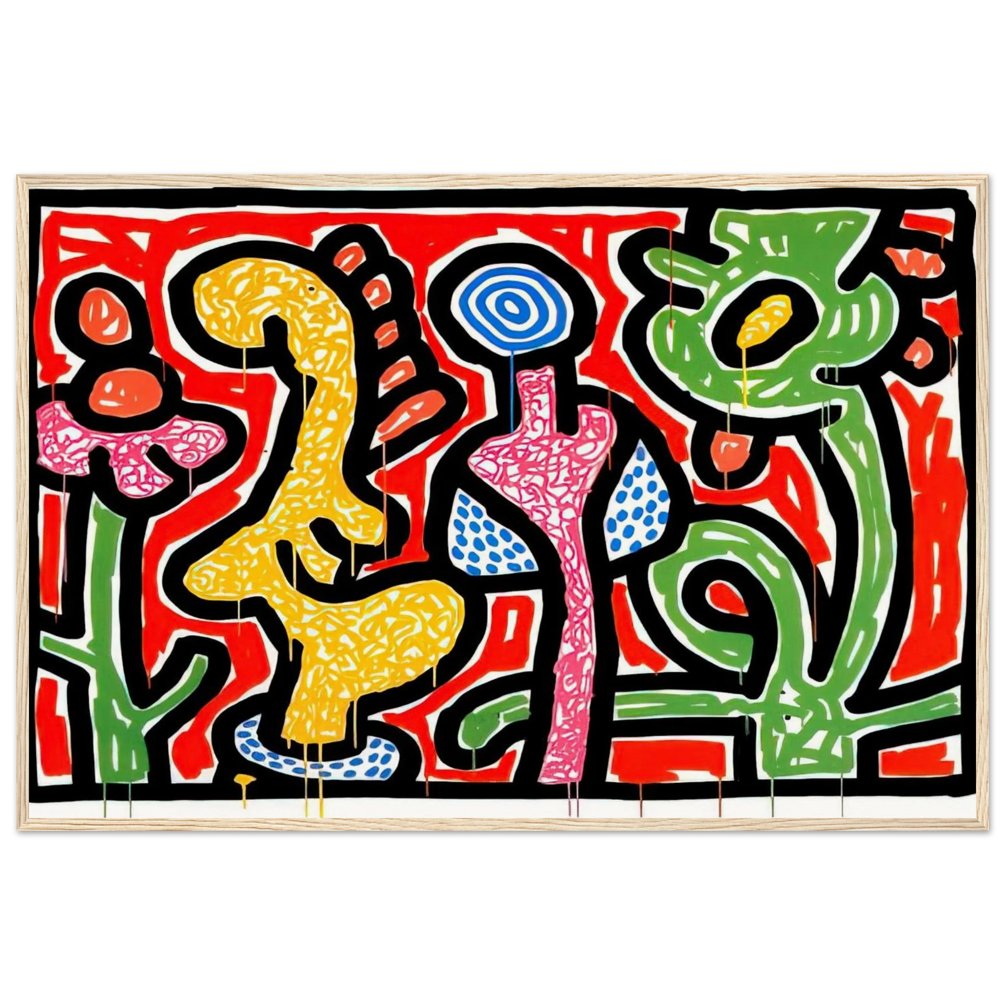 FLOWERS IV 1990 Framed Poster | Keith Haring Framed Prints Wall Art | Keith Haring Prints