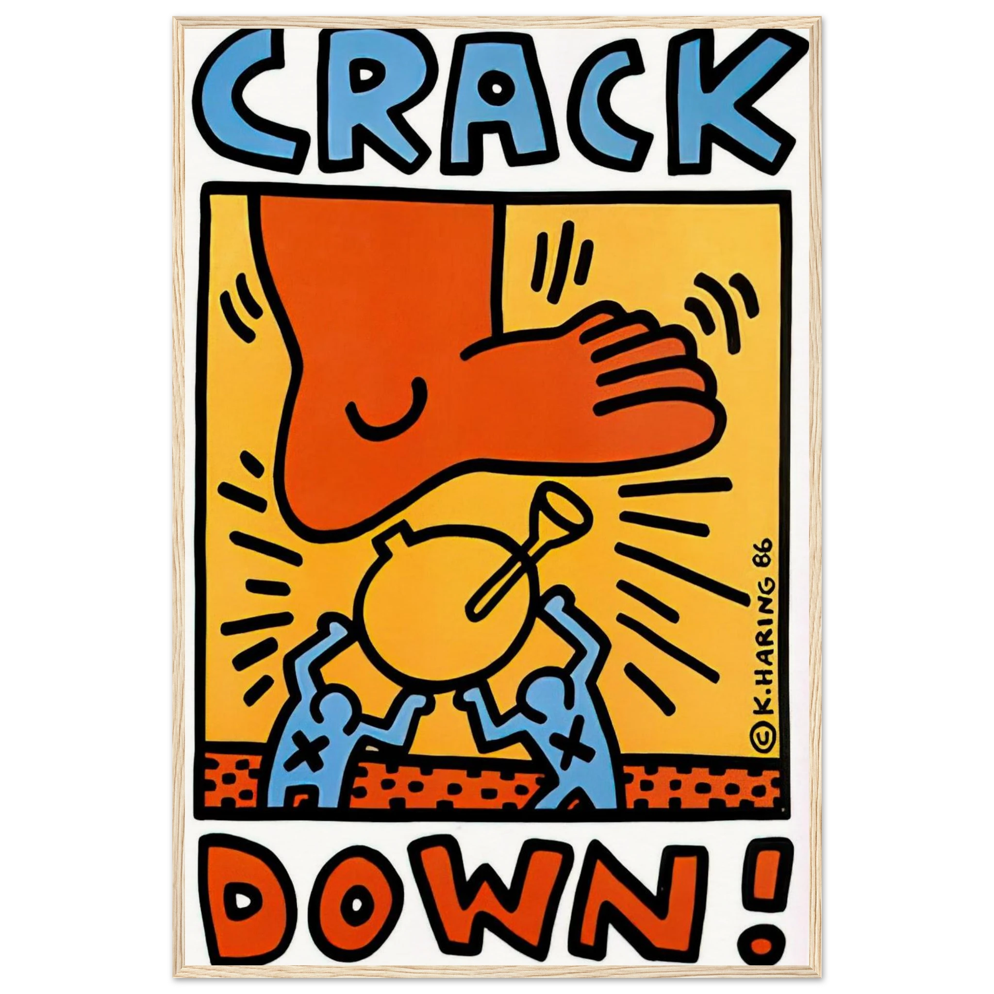 CRACK DOWN 1986 Framed Poster | Keith Haring Framed Prints Wall Art | Keith Haring Prints