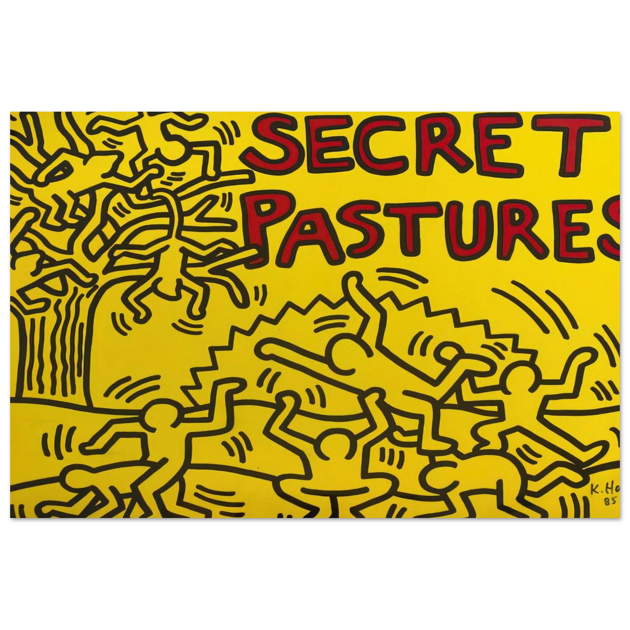 A POSTER FOR THE BILL T JONES AND ARNIE ZANE PERFORMANCE PIECE SECRET PASTURES 1984 Poster | Keith Haring Poster | Keith Haring Prints
