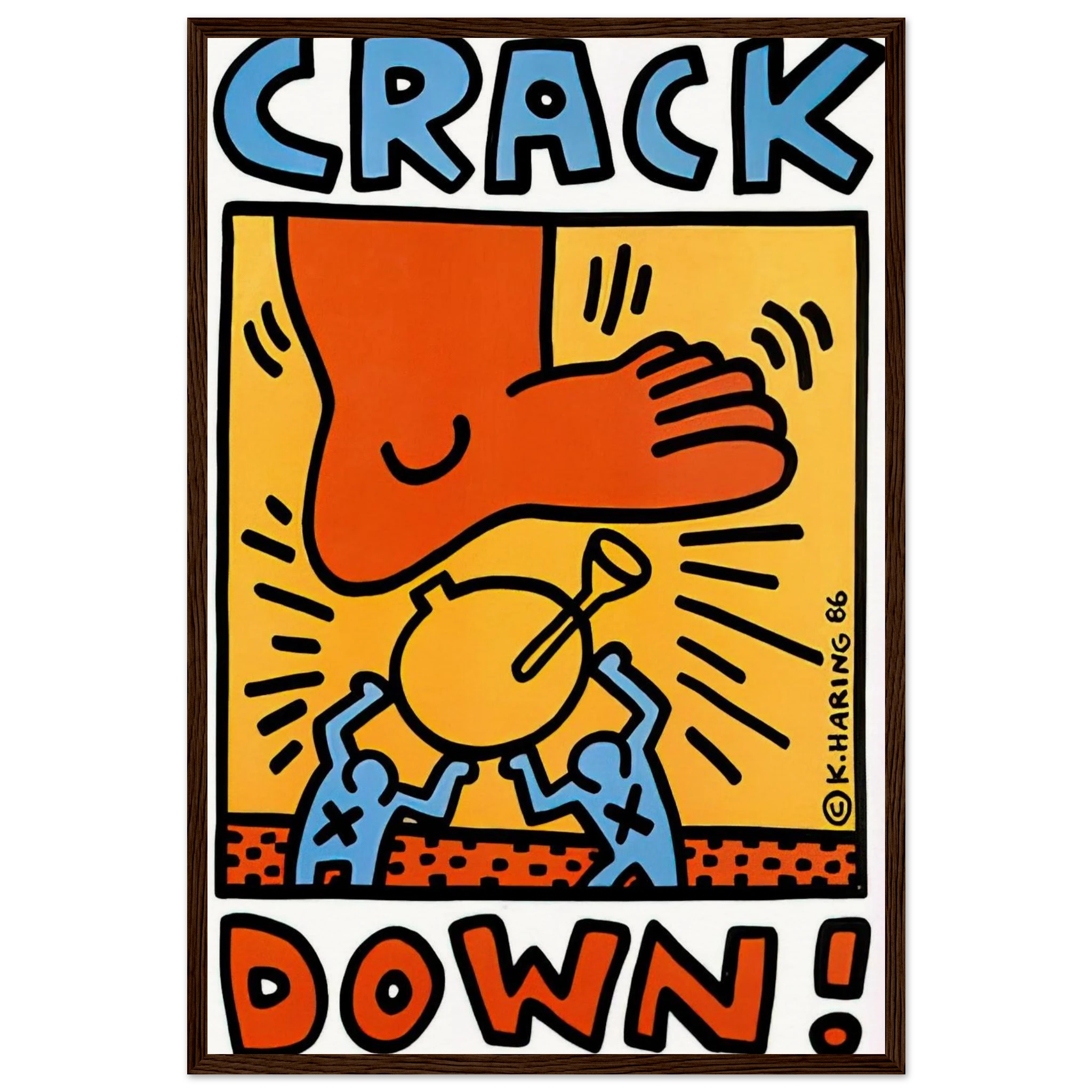 CRACK DOWN 1986 Framed Poster | Keith Haring Framed Prints Wall Art | Keith Haring Prints